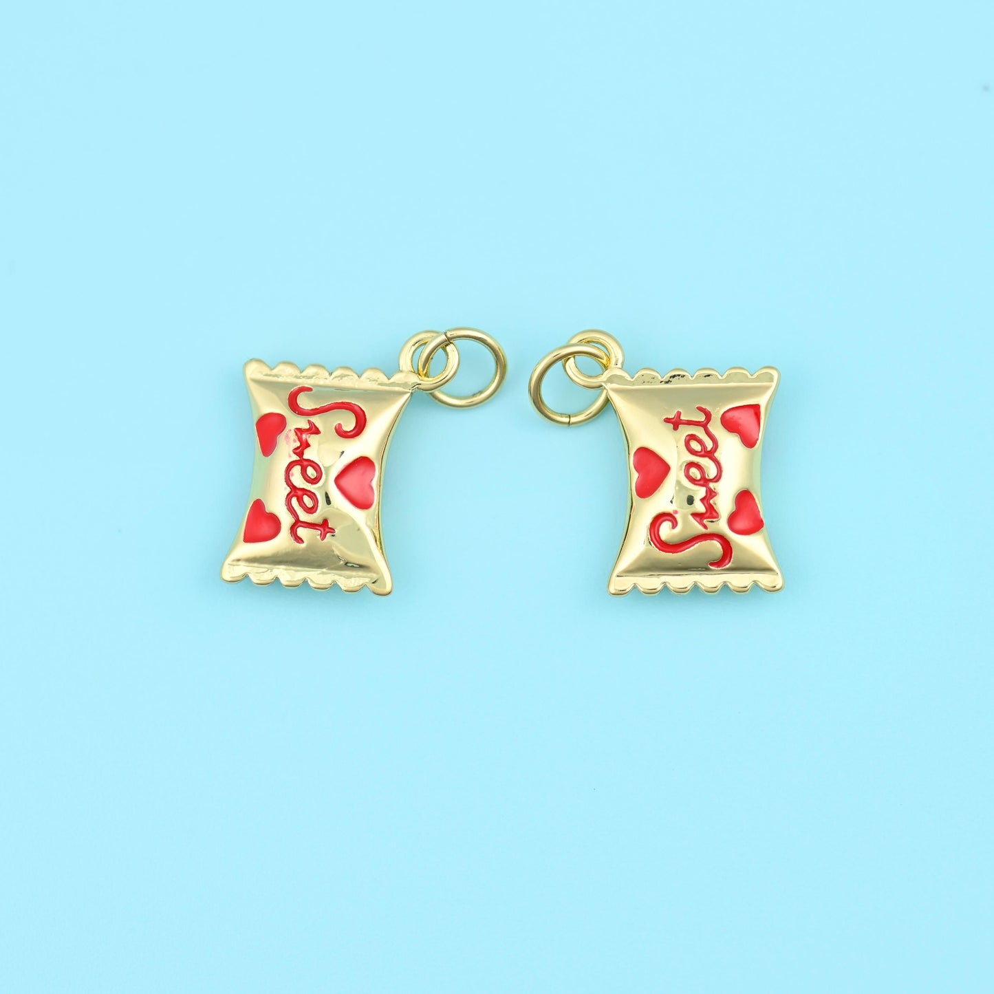 Enamel Sweet Candy Charm 18K Gold Filled 16x12mm