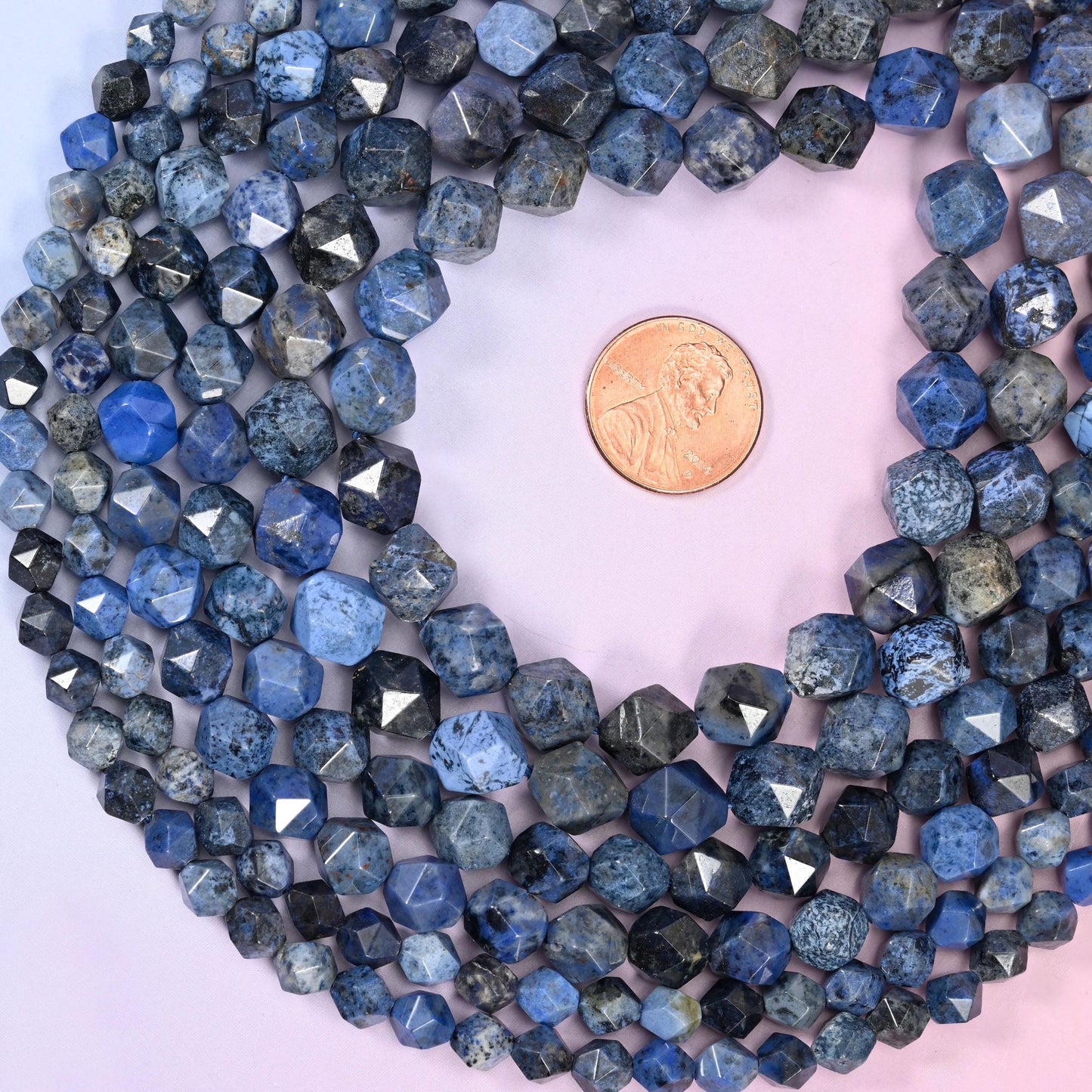 Blue Dumortierite Faceted Diamond Star Cut Beads 6mm 8mm 10mm, 6mm approximately 63 beads / 8mm approximately 47 beads / 10mm approximately 38 beads per strand