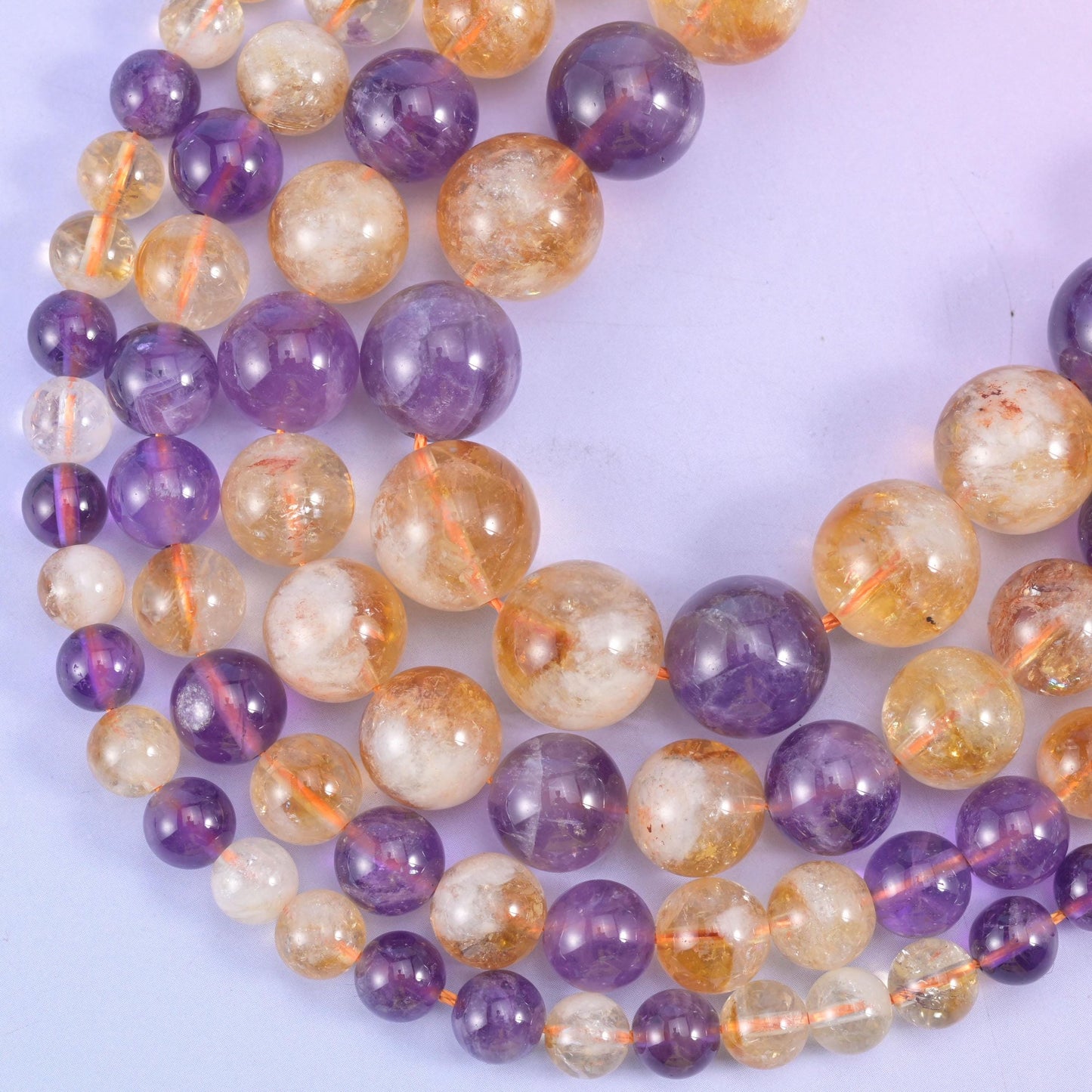 Amethyst Citrine Mixed Round Beads 6mm 8mm 10mm 12mm, hole approximately 0.8mm to 1.0mm (+/- 0.2mm), centre drilled