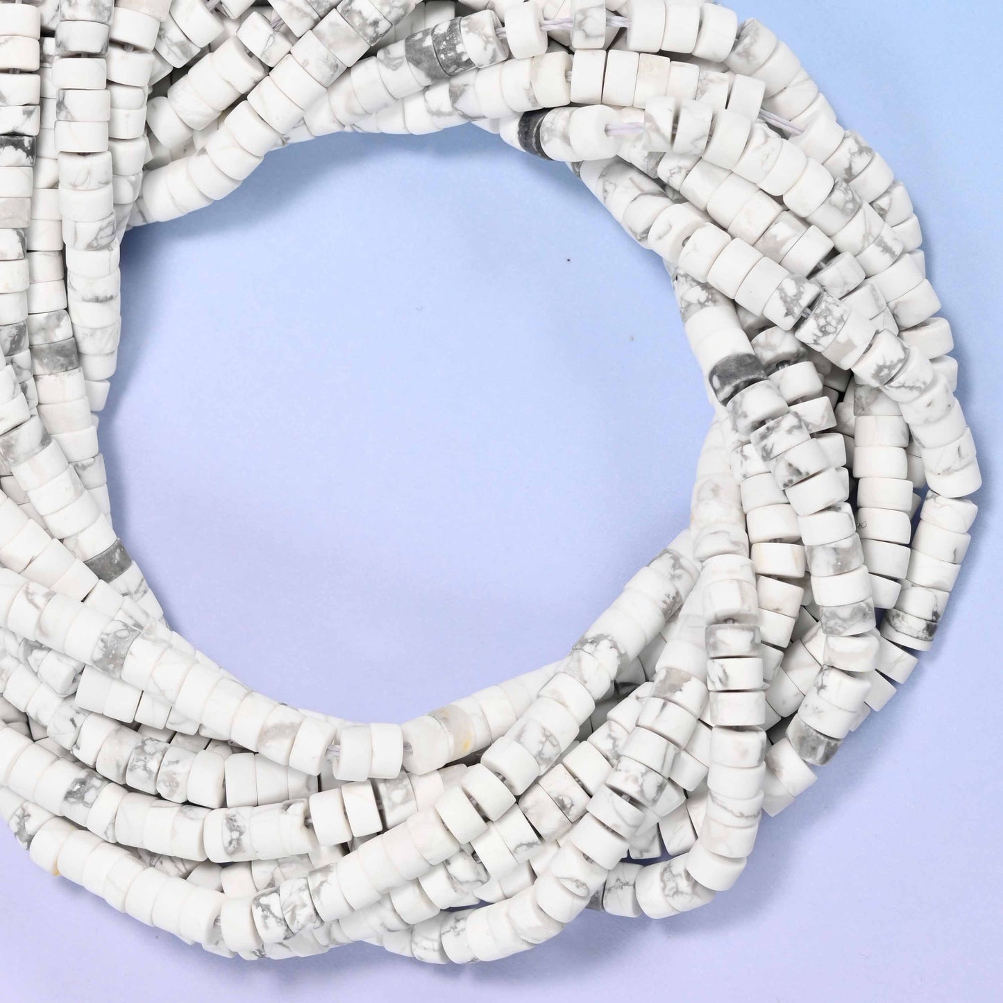 Matte White Howlite Heishi Disc Beads: Jewelry Making Supply, 15 Inch Strand