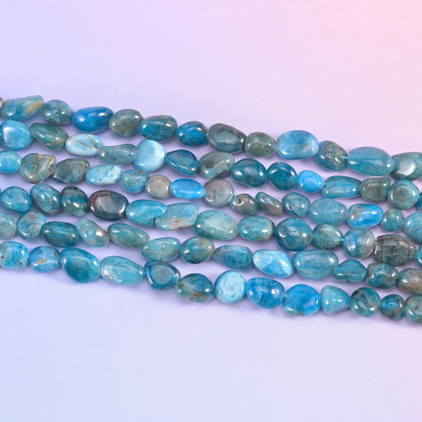 Blue Apatite Pebble Nugget Beads 6-8mm Jewelry Making 15 Inch Strand