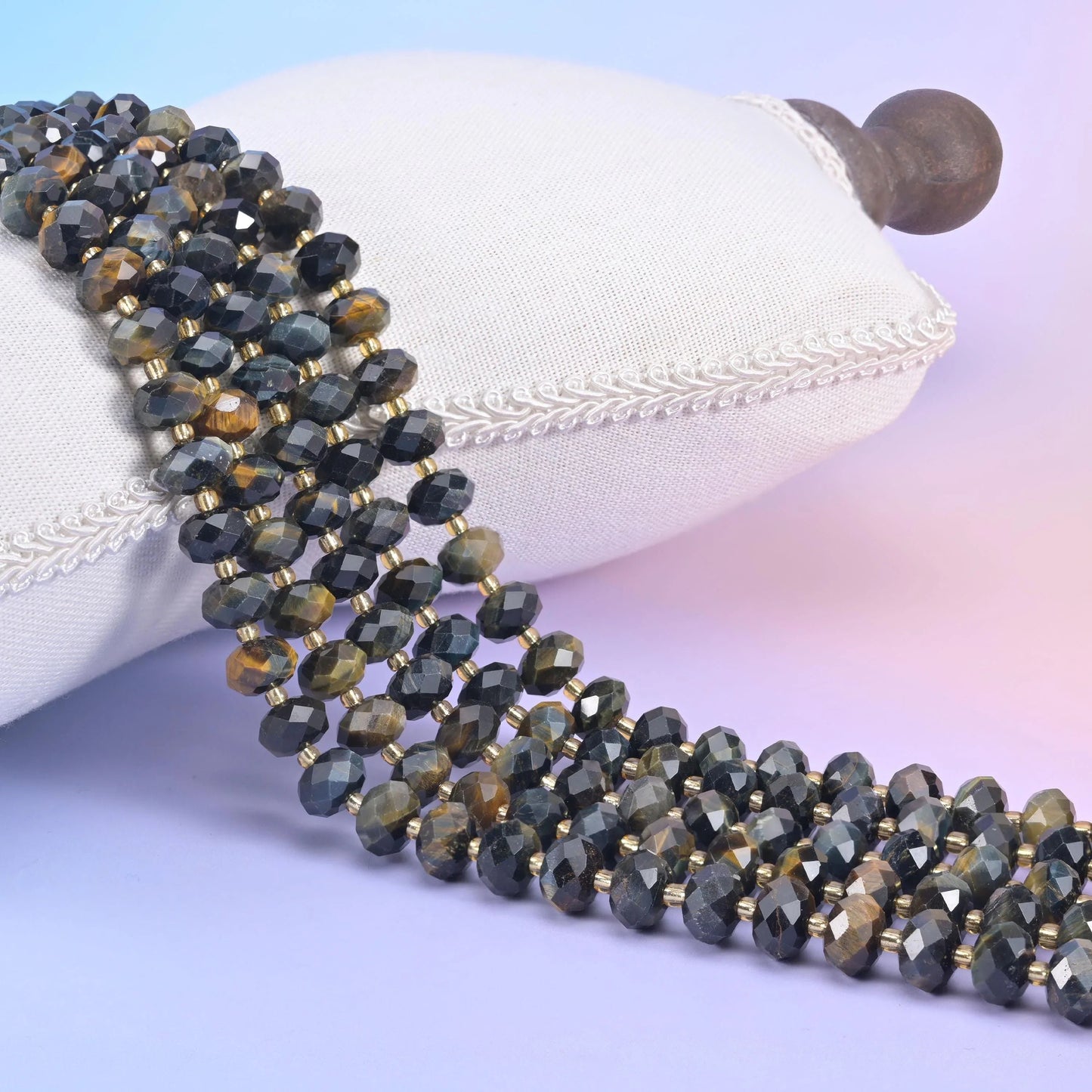 Iron Tiger Eye Faceted Rondelle Beads 6x10mm