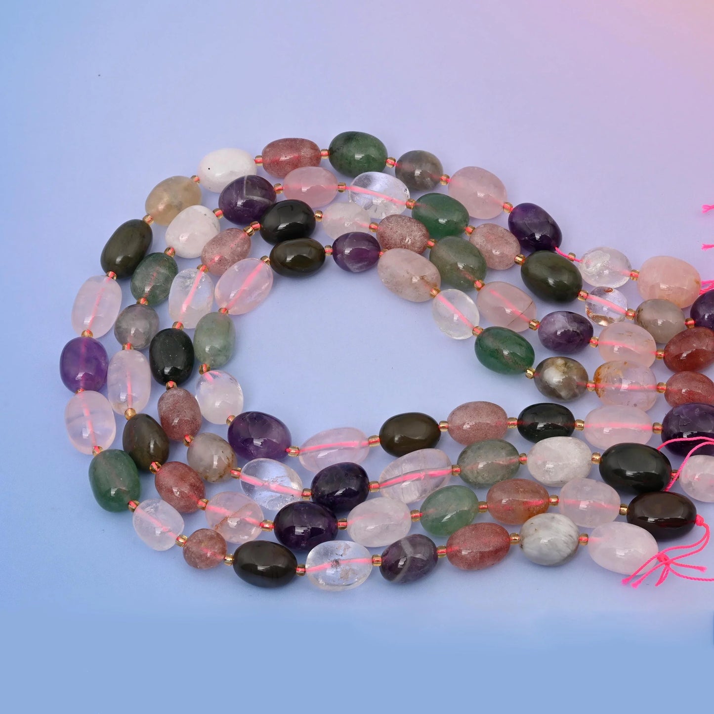 Multi-Color Chakra Oval Nugget Beads 10-17mm in multi-Color