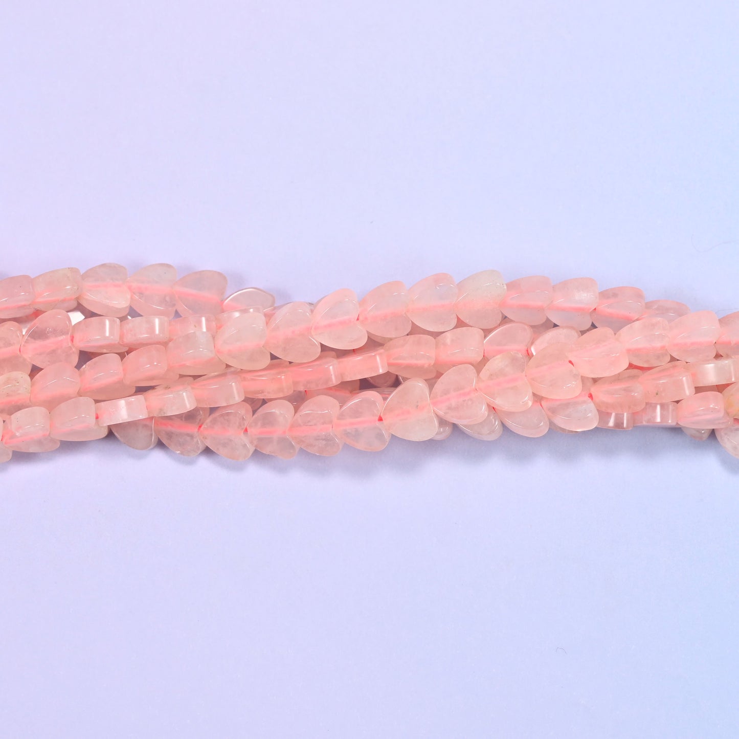 Rose Quartz Flat Heart Beads: Size 6mm, Jewelry Making, 15 Inch Strand