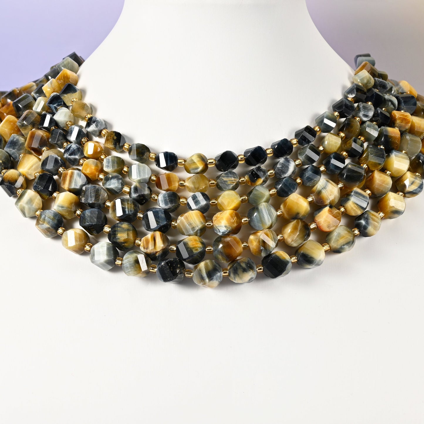 Dream Tiger Eye beads, spiral twist shape, 8mm and 10mm