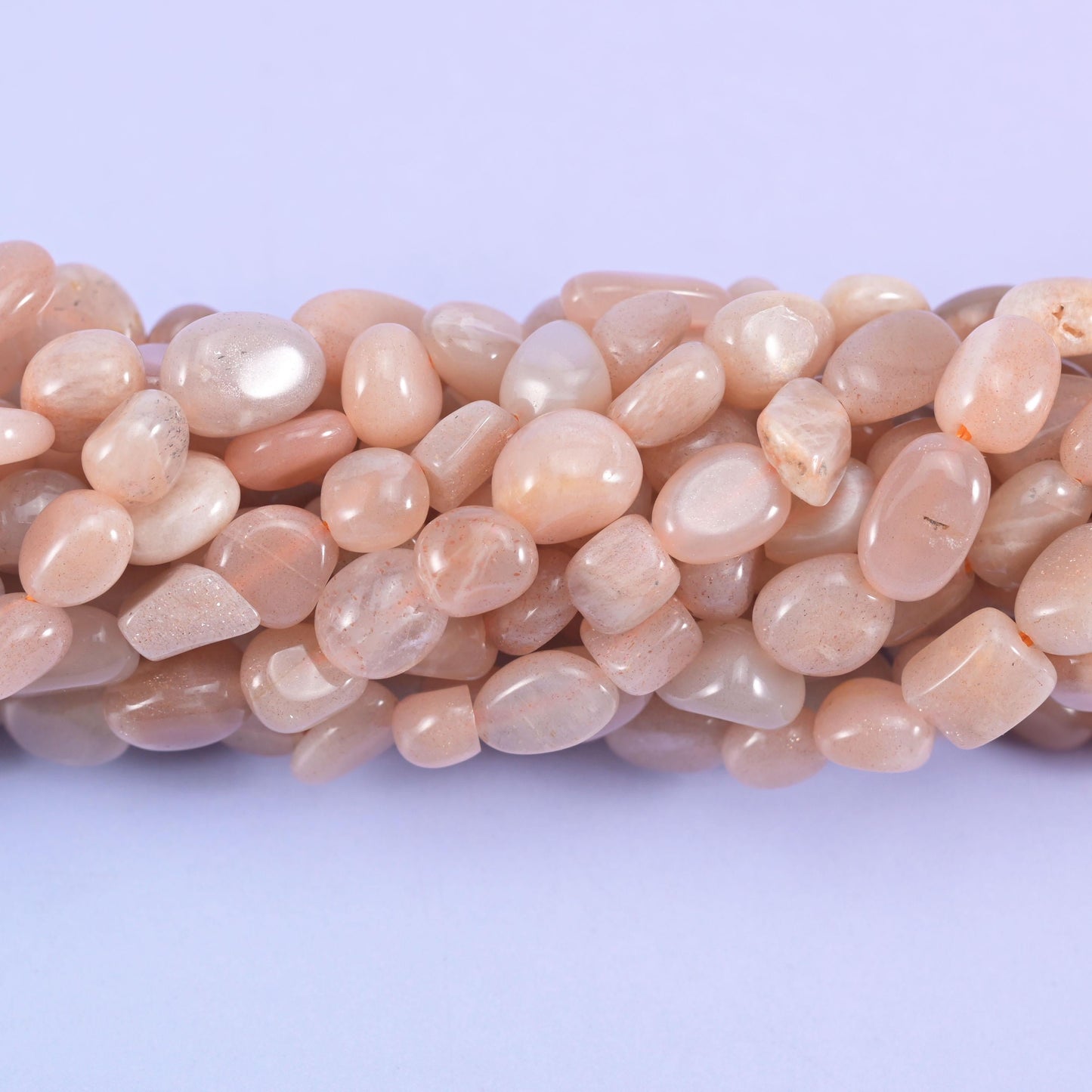 Pebble nugget cut peach moonstone beads