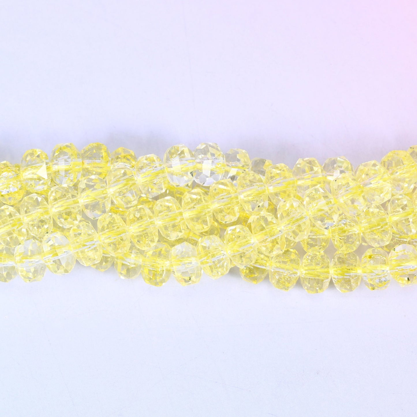 Transparent Yellow Faceted Rondelle Glass Beads for jewelry making