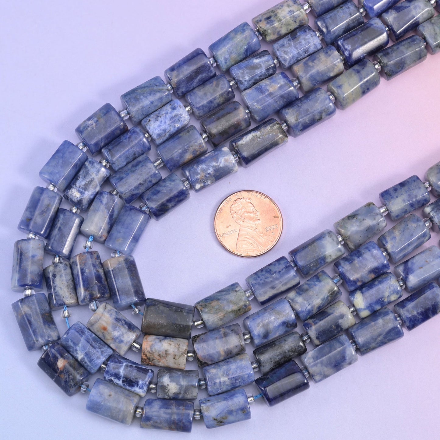 Sodalite faceted tube beads, 15.5 inch strand