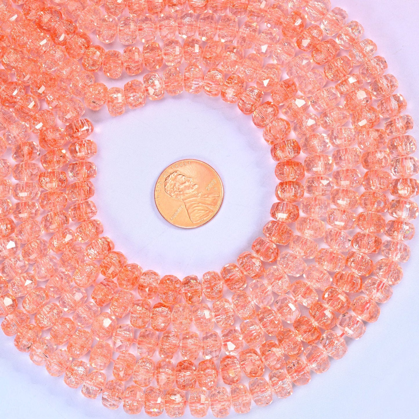 Transparent Orange Faceted Rondelle Glass Beads for jewelry making