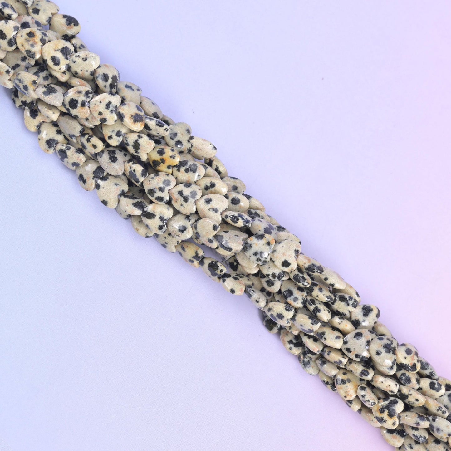 Dalmatian Jasper Heart Beads, approximately 70 beads per strand