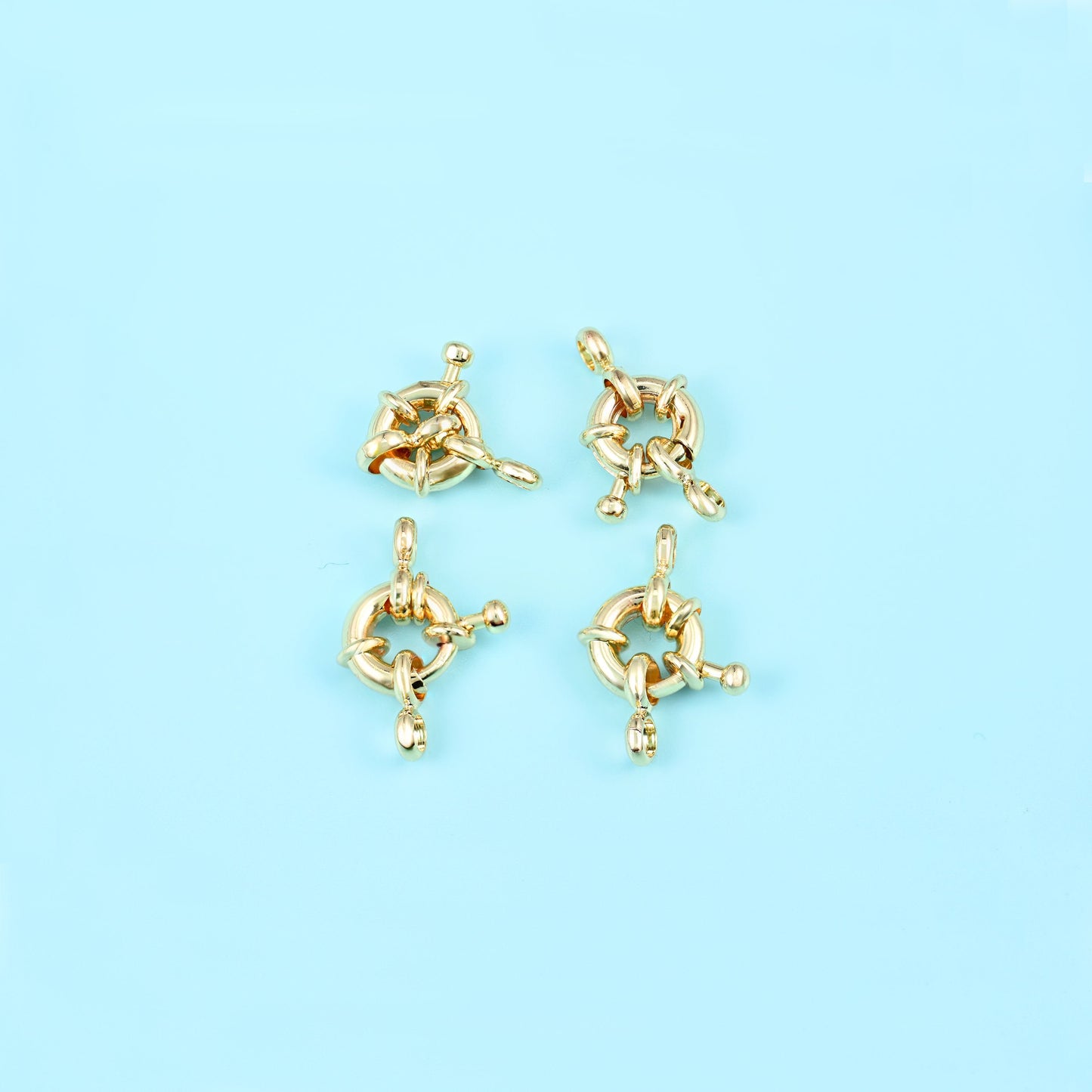 Round spring lock clasp with 18K gold filled finish
