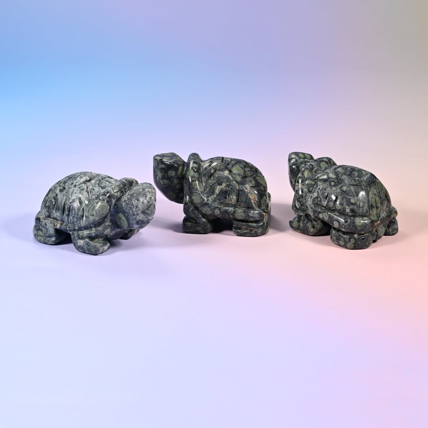 Gemstone turtle carving for shelf, desk or collection display