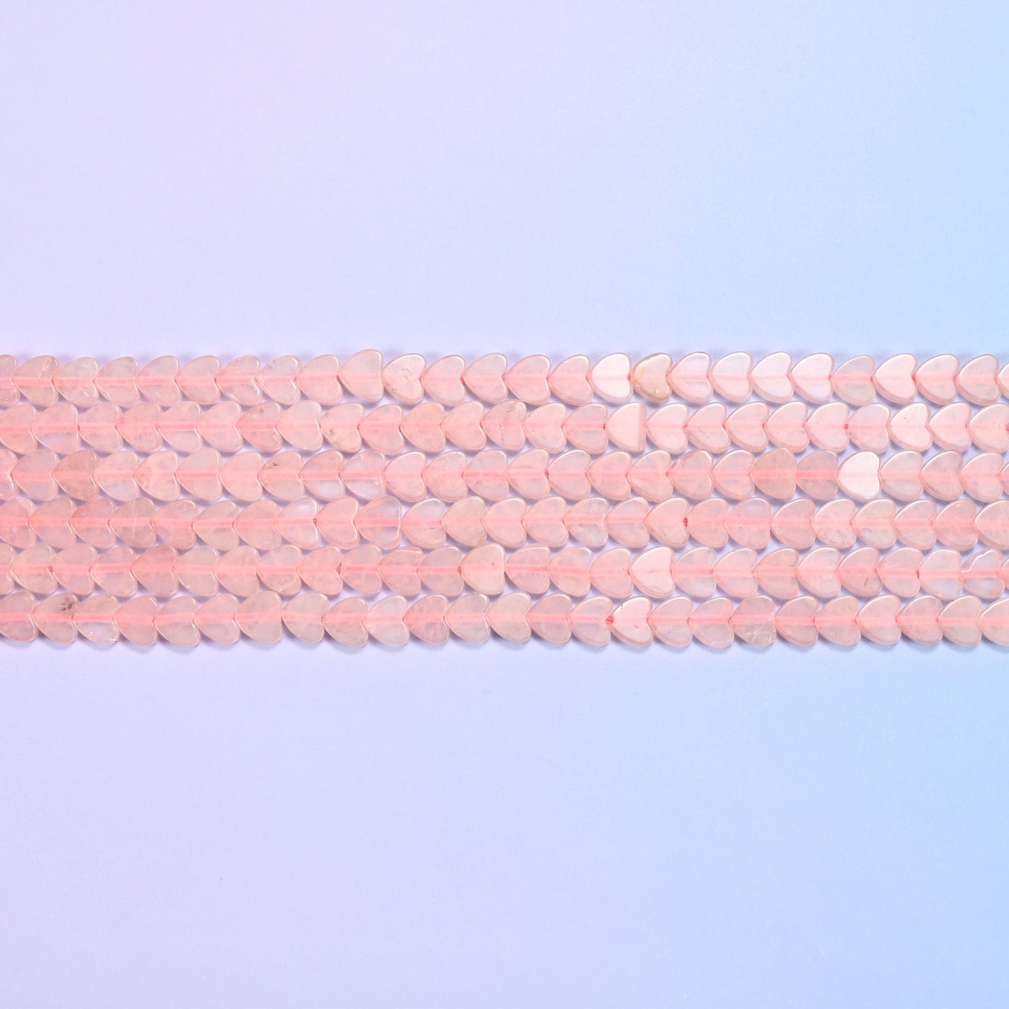 Rose Quartz Flat Heart Beads in soft powdery blush pink