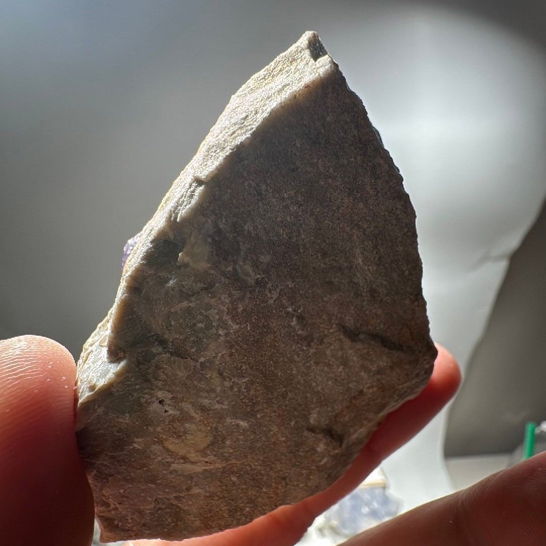 Reverse of the slab, a plain brown-grey rock face with a clean broken edge