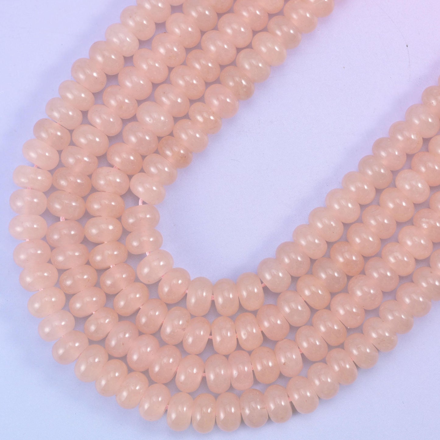Soft Pink Dyed Jade rondelle beads, centre drilled 1.0mm hole