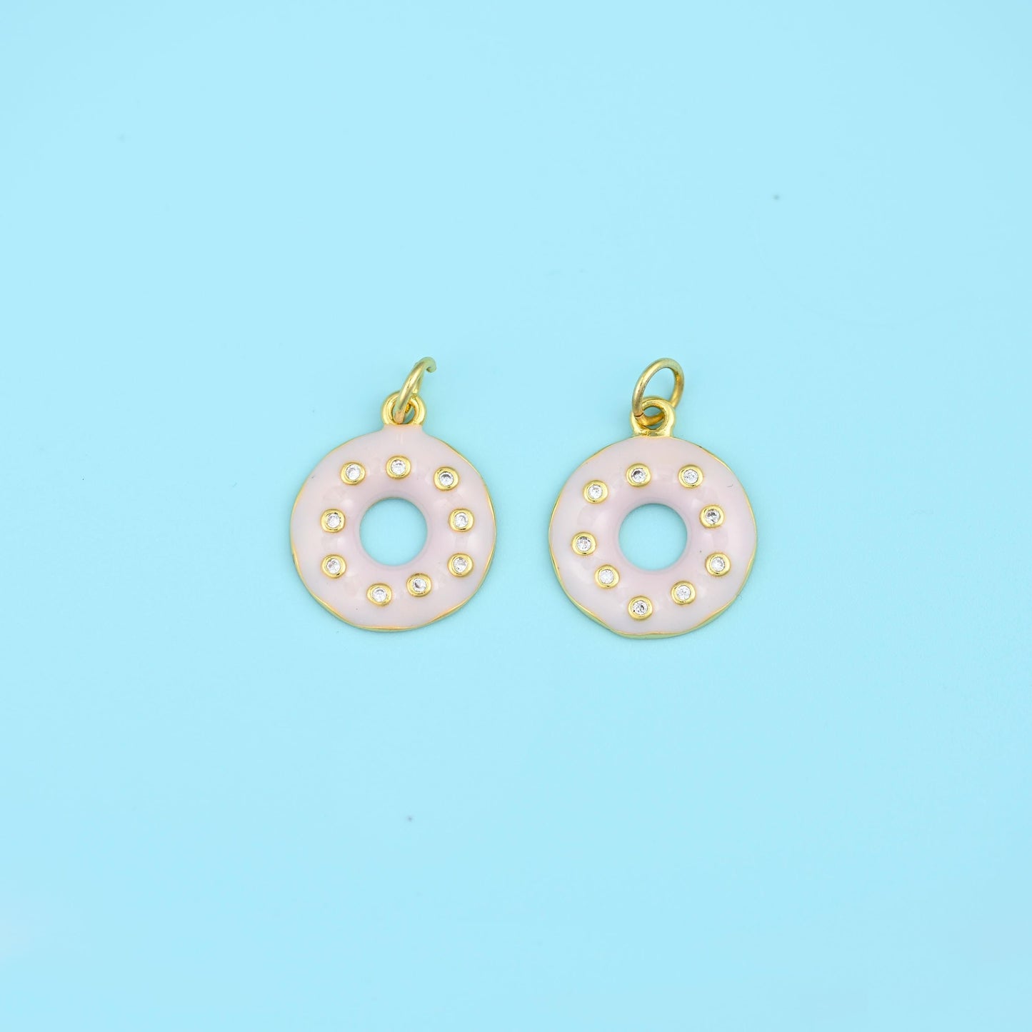 18K Gold Filled Enamel Donut Charm 17x14mm, 1 Piece
