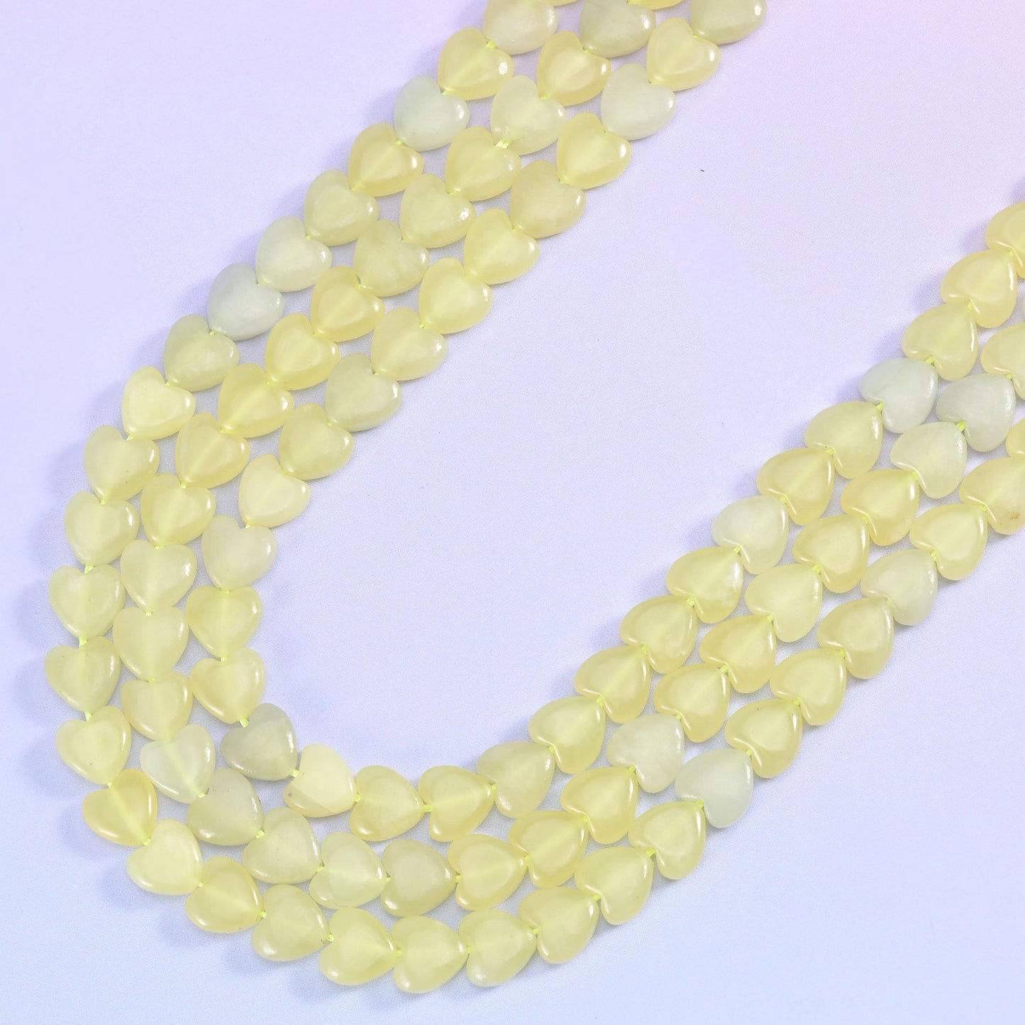 Flat heart cut lemon jade beads