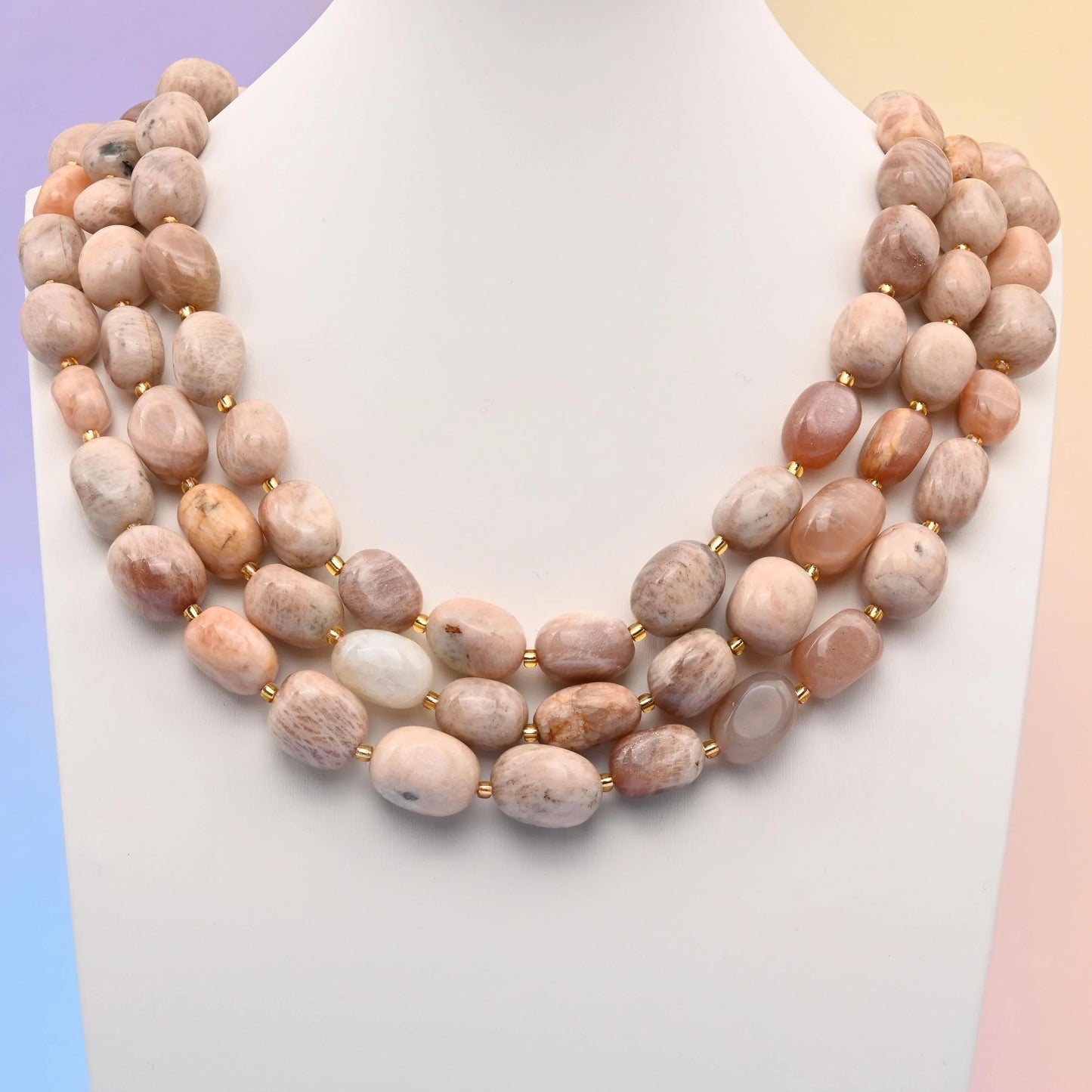 Sunstone oval beads, 10-15mm