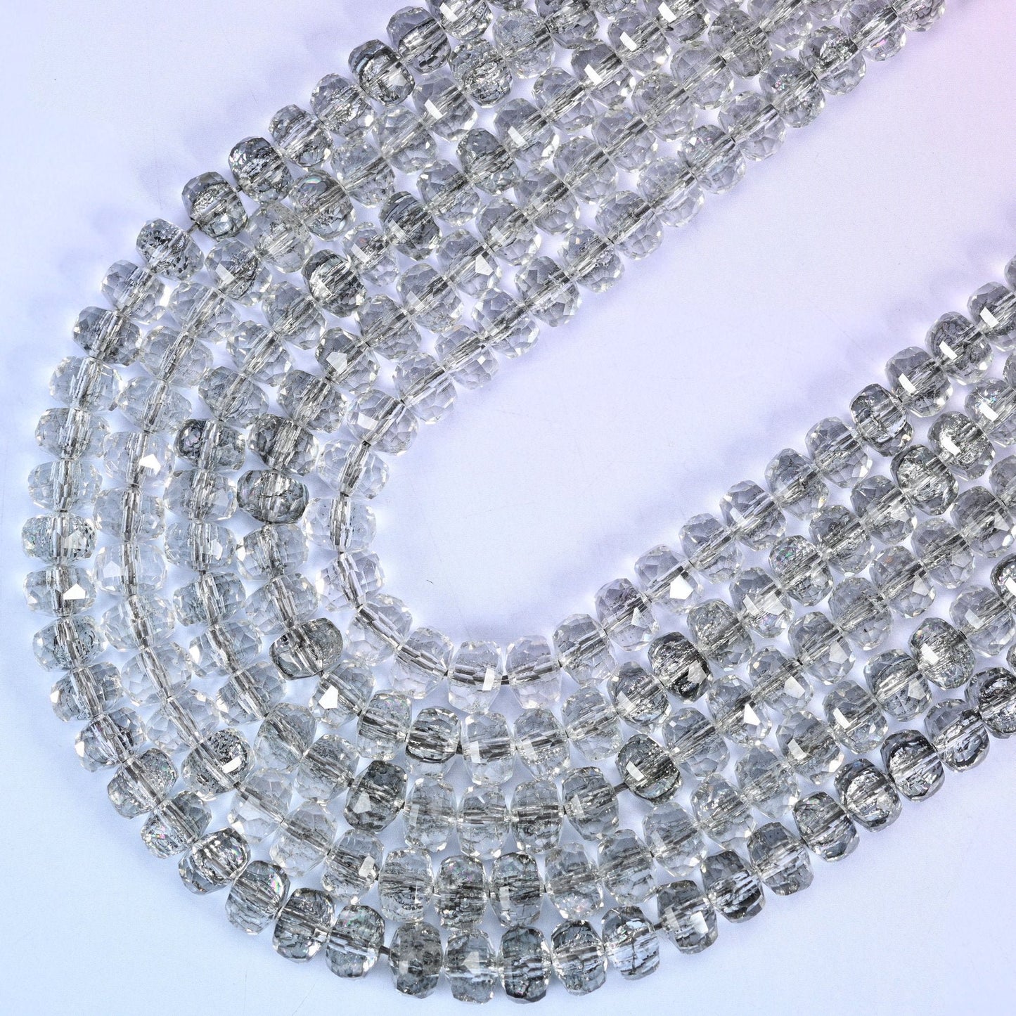 Transparent Black Faceted Rondelle Glass Beads, 15 inch strand