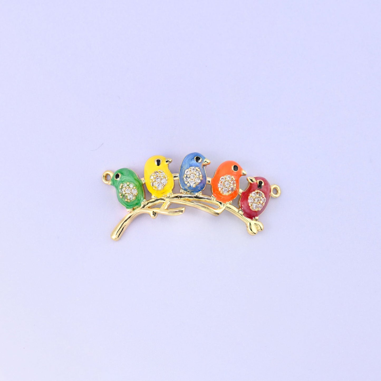 5 Birds on a Stick Double Connector Pendants