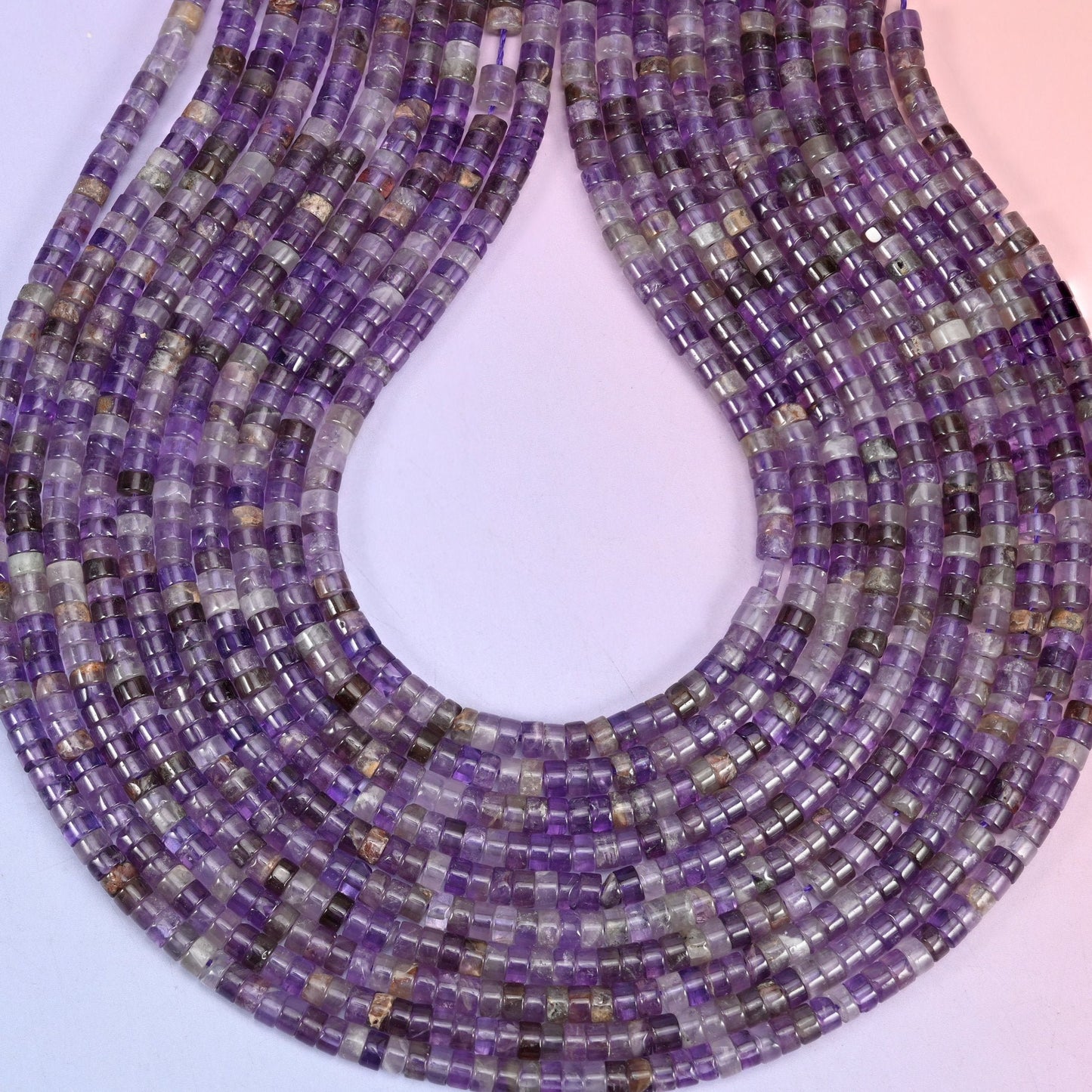 Amethyst Heishi Disc Beads 2x4mm, hole 1.0mm (+/- 0.2mm)