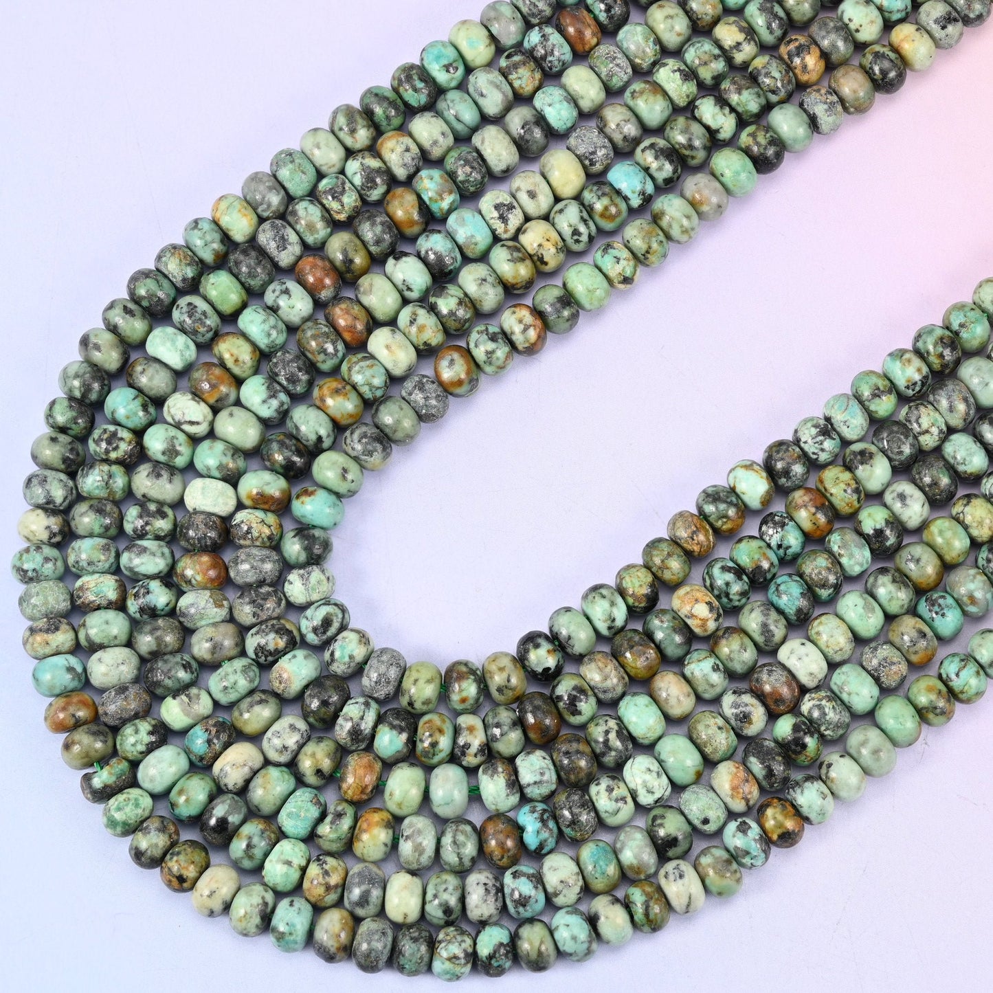 African Howlite Smooth Rondelle Beads 4x6mm 5x8mm, 15 inch strand