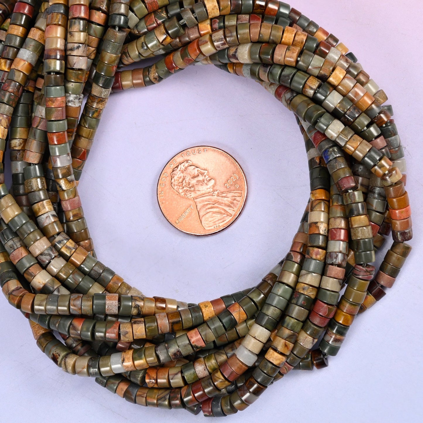 Creek Jasper Smooth Heishi Disc Beads: Jewelry Making Supply, 15.5 Inch Strand
