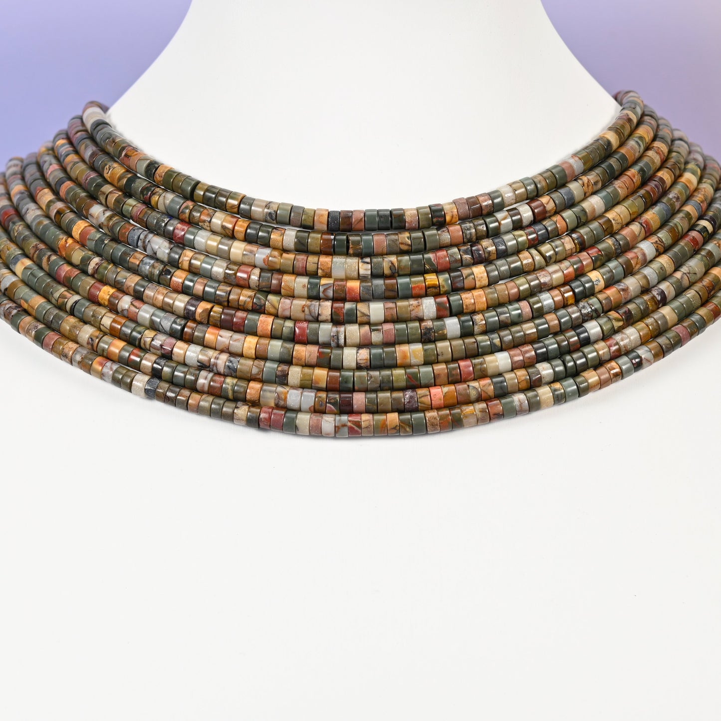 Creek Jasper Smooth Heishi Disc Beads: Jewelry Making Supply, 15.5 Inch Strand
