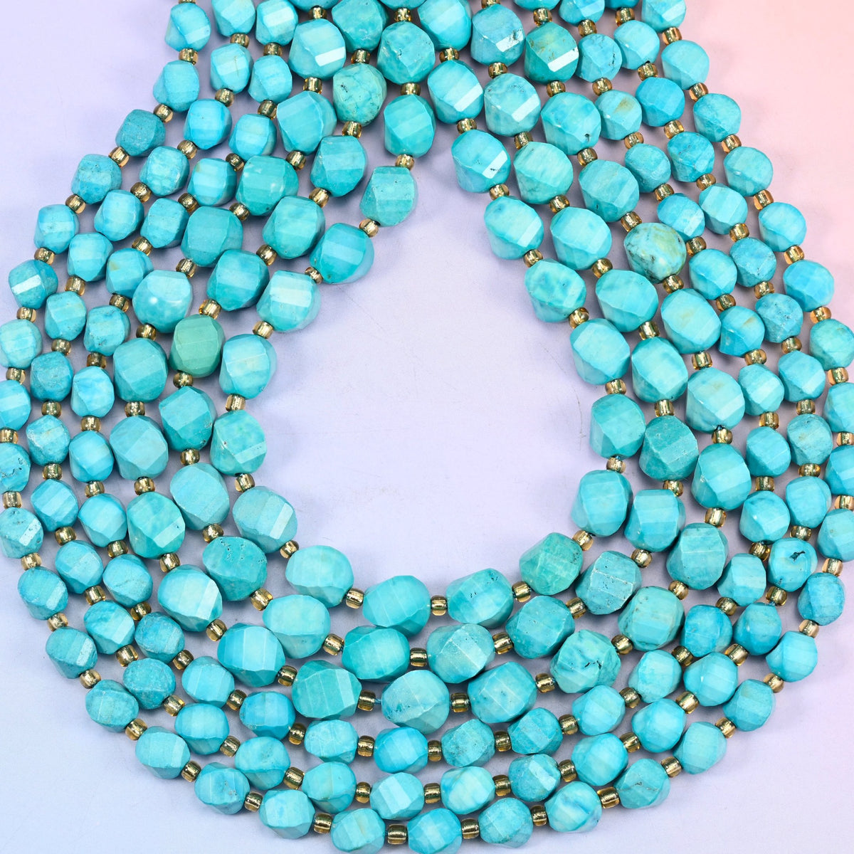 Dyed Lake Blue Howlite spiral twist beads, hole approximately 1.2mm