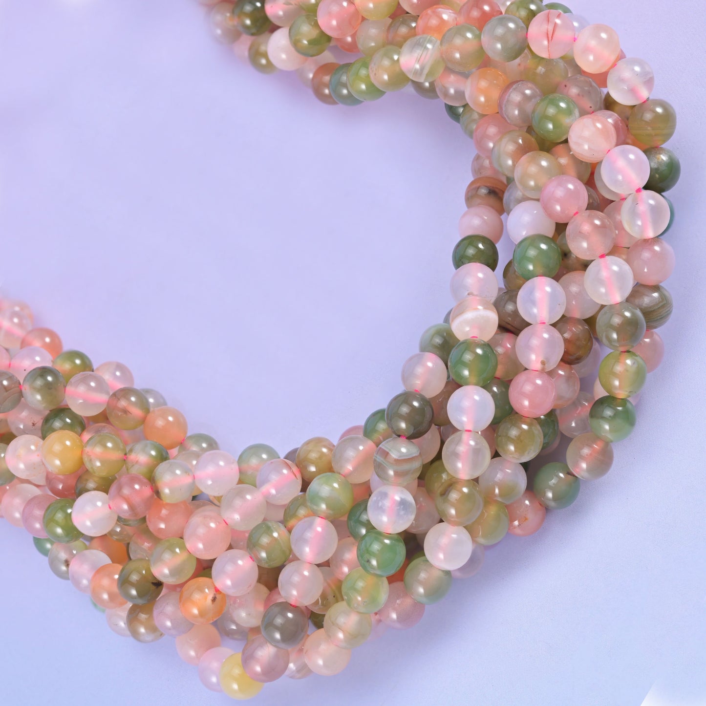 Multi-Color Yanyuan Agate Smooth Round Beads, hole 1.0mm