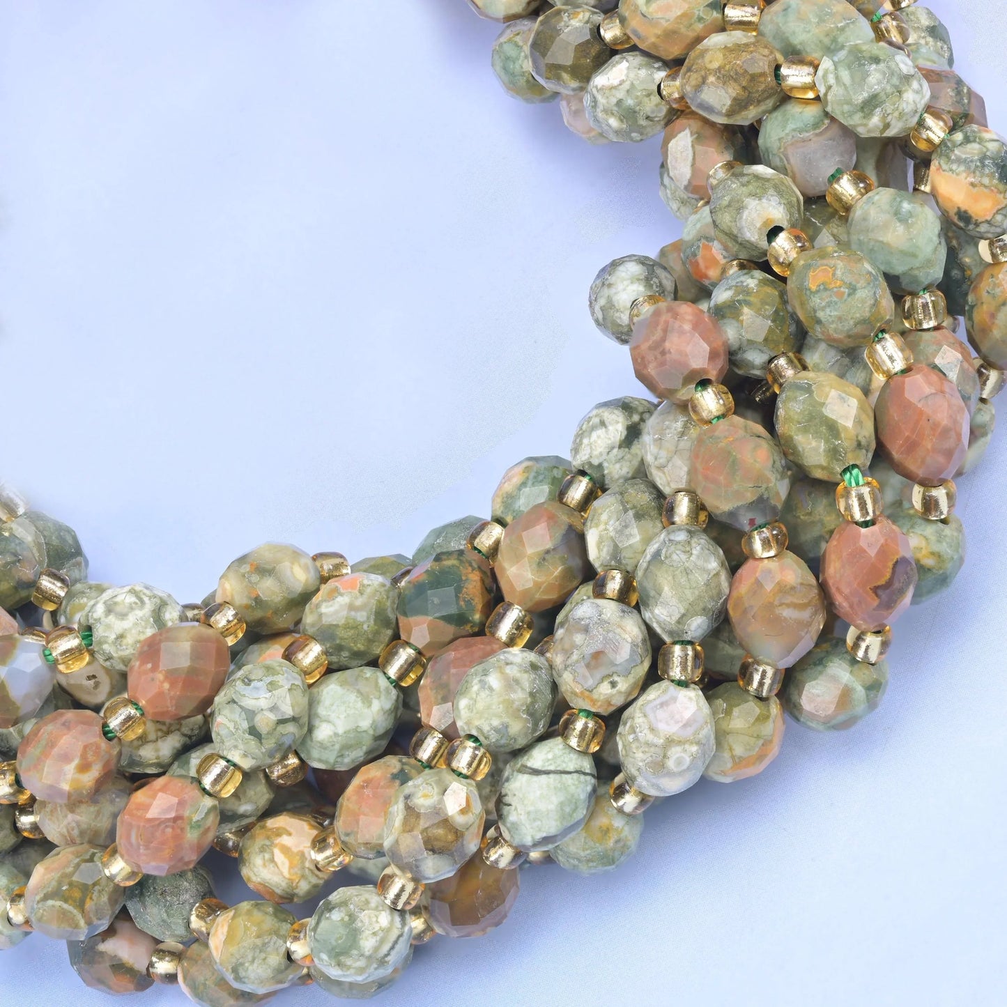 Snake Skin Jasper Faceted Rice Barrel Beads, hole approximately 1.0mm