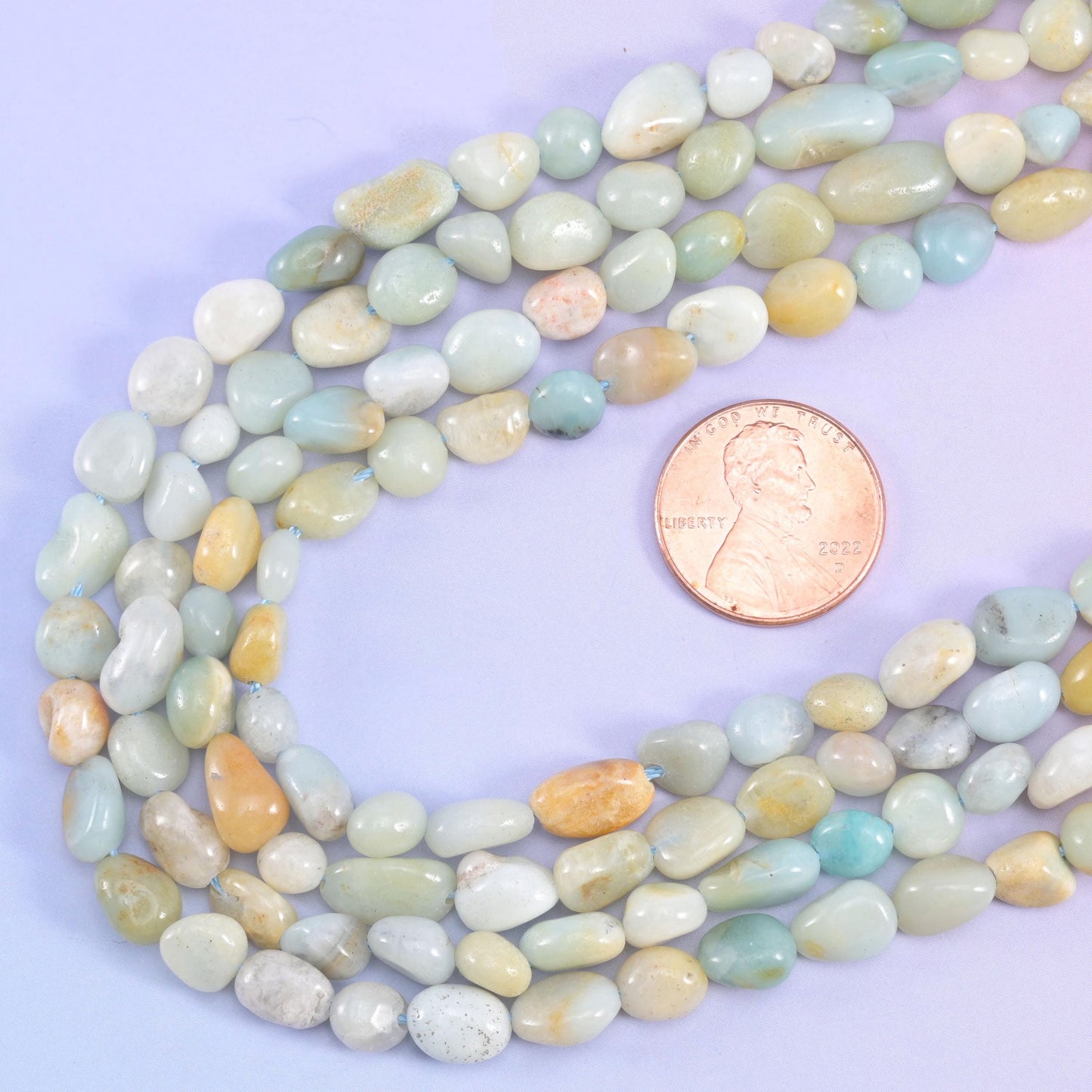 Multi-Color Amazonite Pebble Nugget Beads, 15.5 inch strand