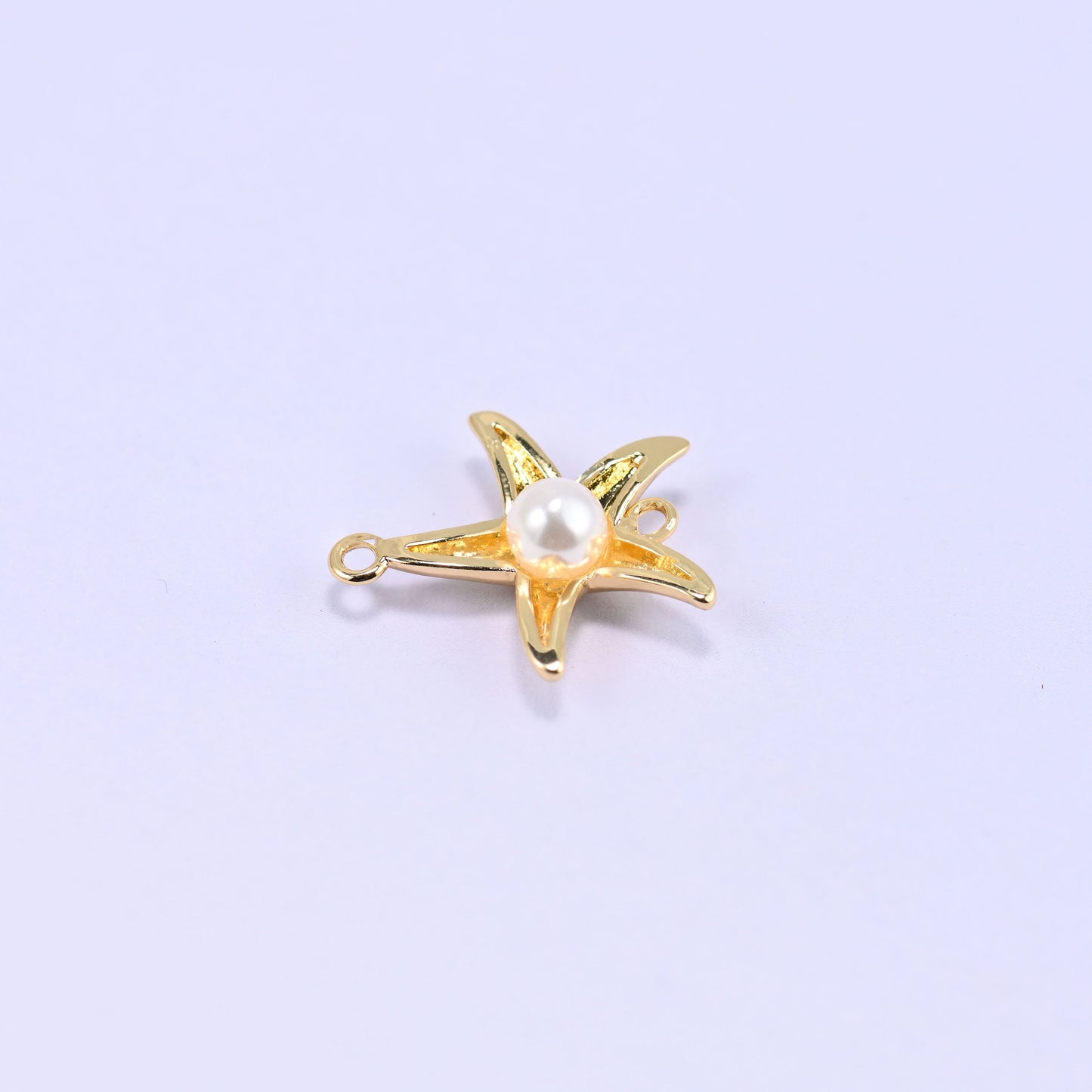Sea Star Pearl Double Connector Pendants: 18K Gold Plated, Jewelry Making Supply