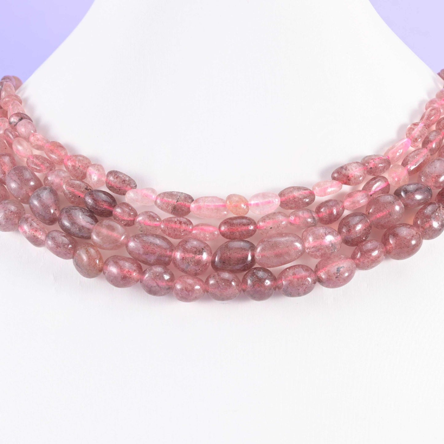 Strawberry Quartz beads, pebble nugget shape, sizes vary