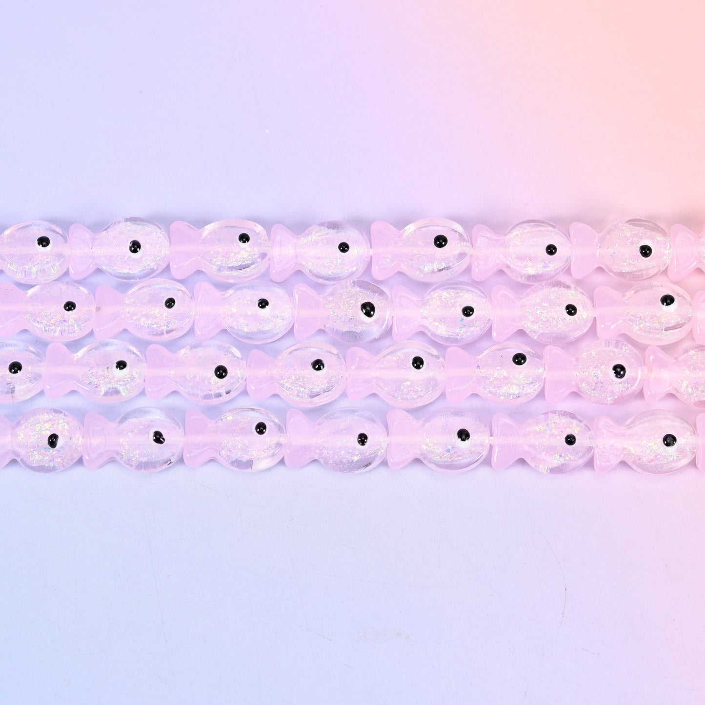 Iridescent Pink Fish Glass Beads: Jewelry Making Supply