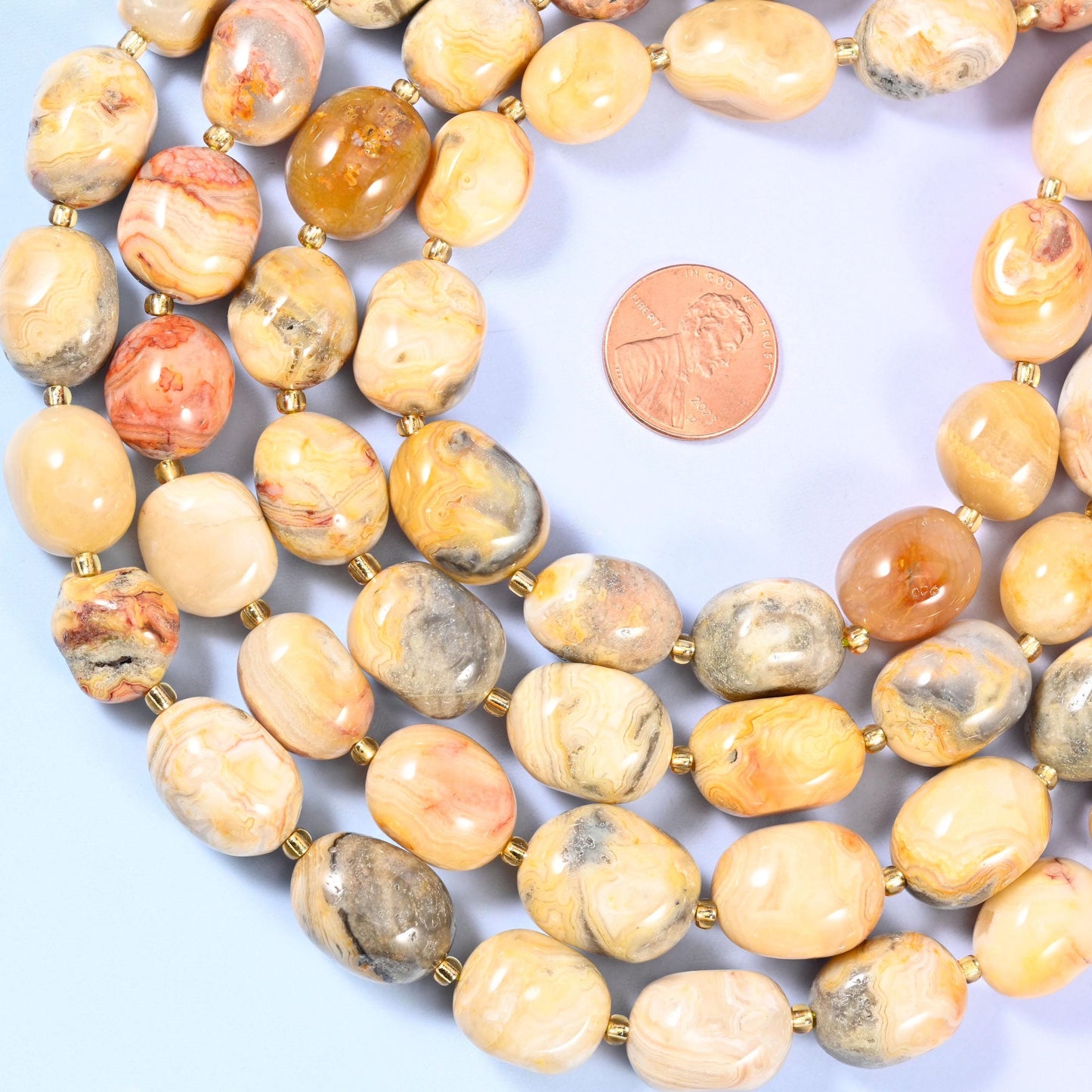 Crazy Agate Nugget Oval Beads, sold per 15.5 inch strand