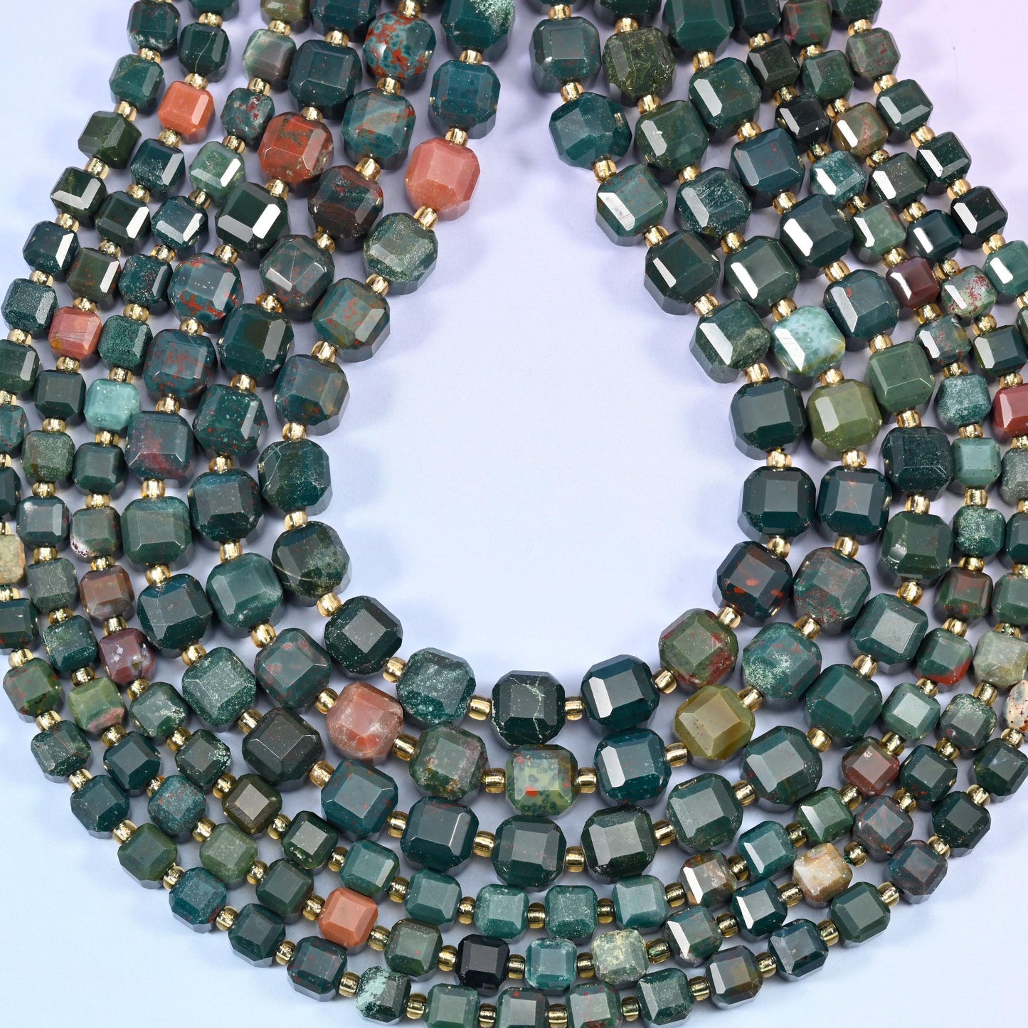 Oriental Jasper Faceted Cube Beads, 1.2mm hole