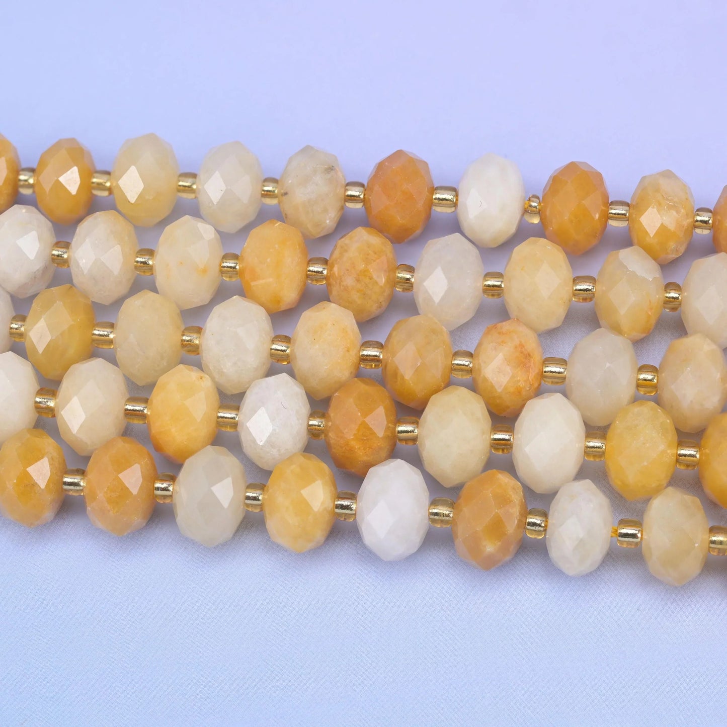 Yellow Jade Faceted Rondelle Beads, 15.5 inch strand