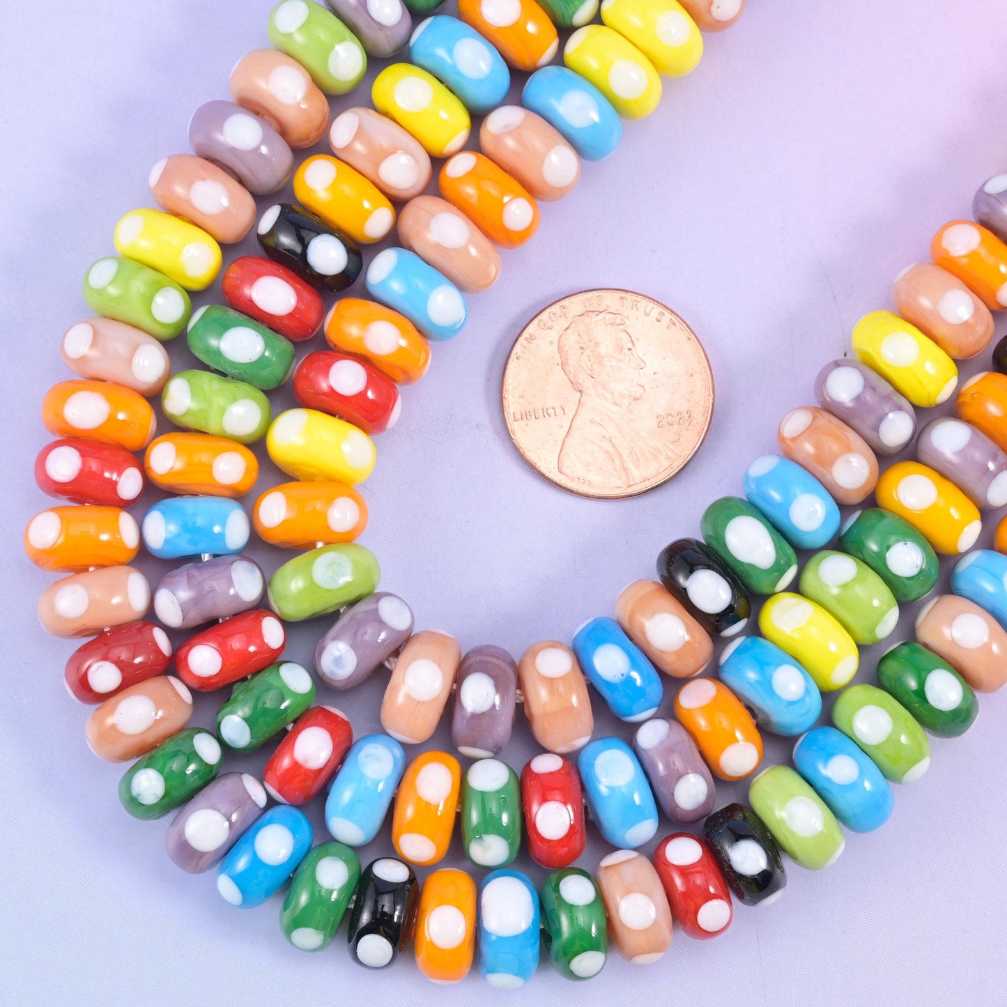 Multi-Color Donut Glass Beads, hole approximately 2.0mm