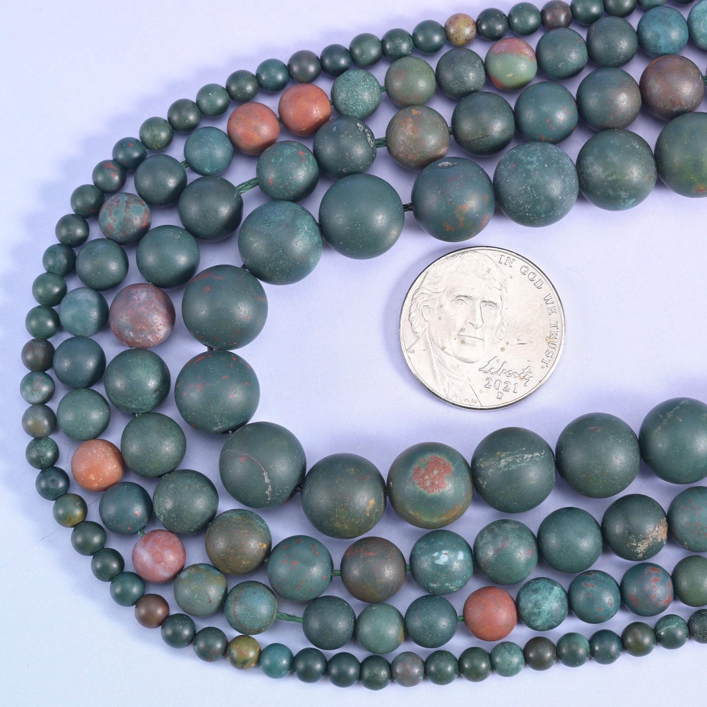 Oriental jasper matte round beads, 15 inch strand