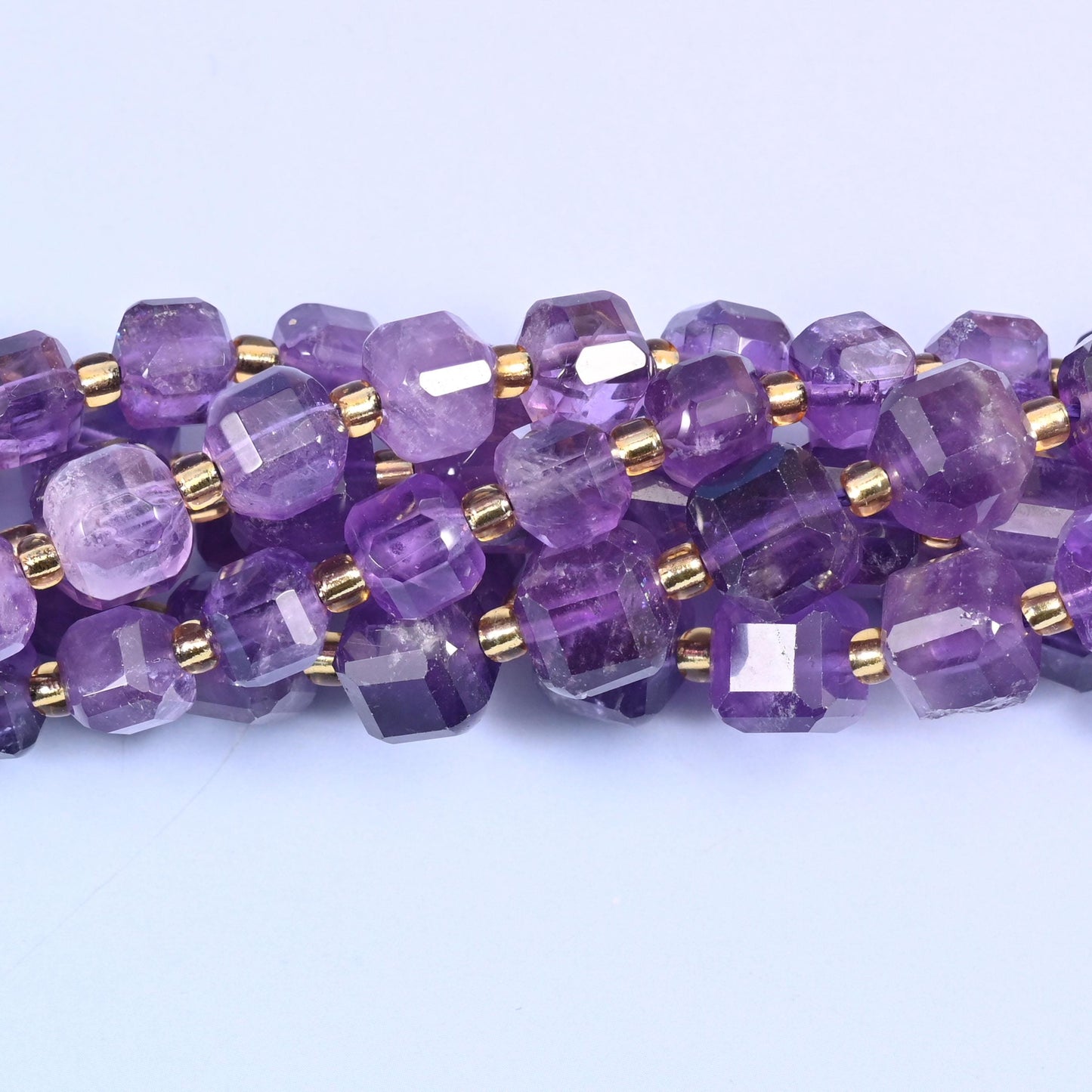 Amethyst Faceted Cube Beads 6mm 8mm, 6mm approximately 43 beads / 8mm approximately 38 beads