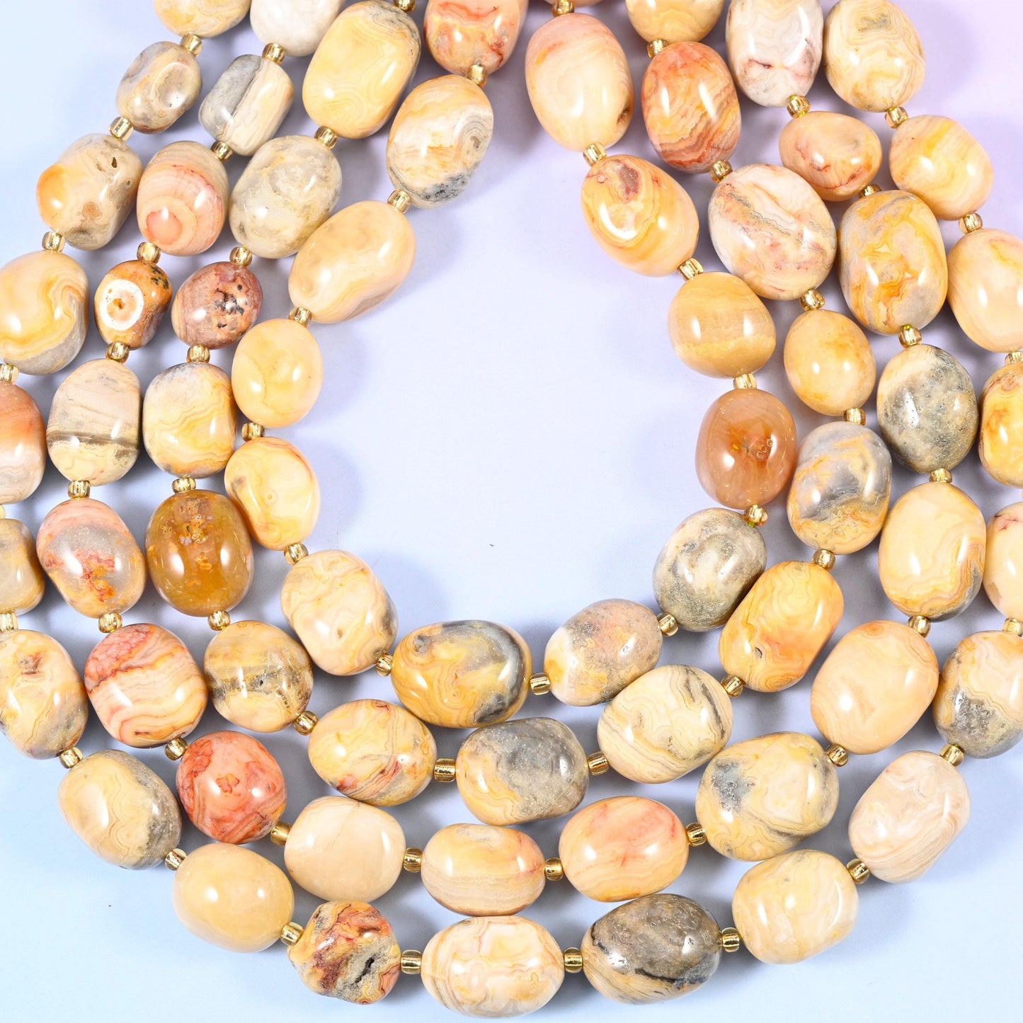 Crazy Agate Nugget Oval Beads, irregular organic shape