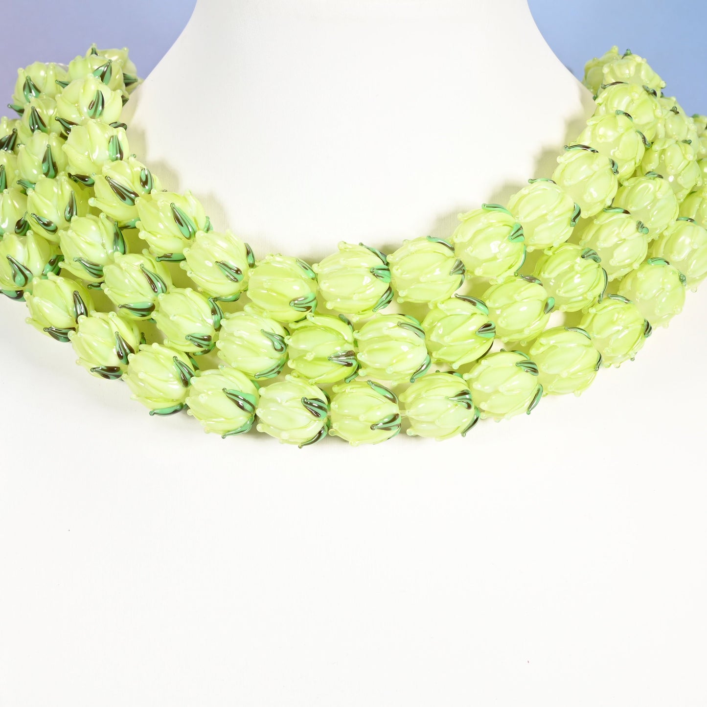 Lampwork glass beads, tulip flower bud shape, approximately 14x14mm