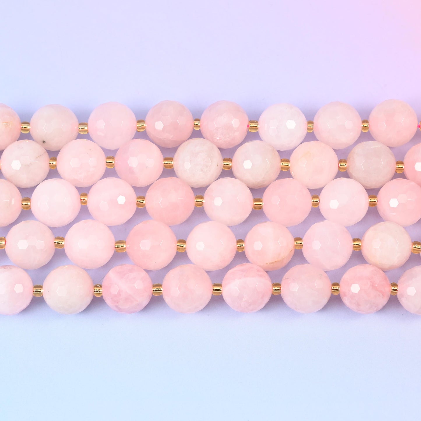 Rose Quartz Faceted Round Beads Size 16mm Jewelry Making 15 Inch Strand