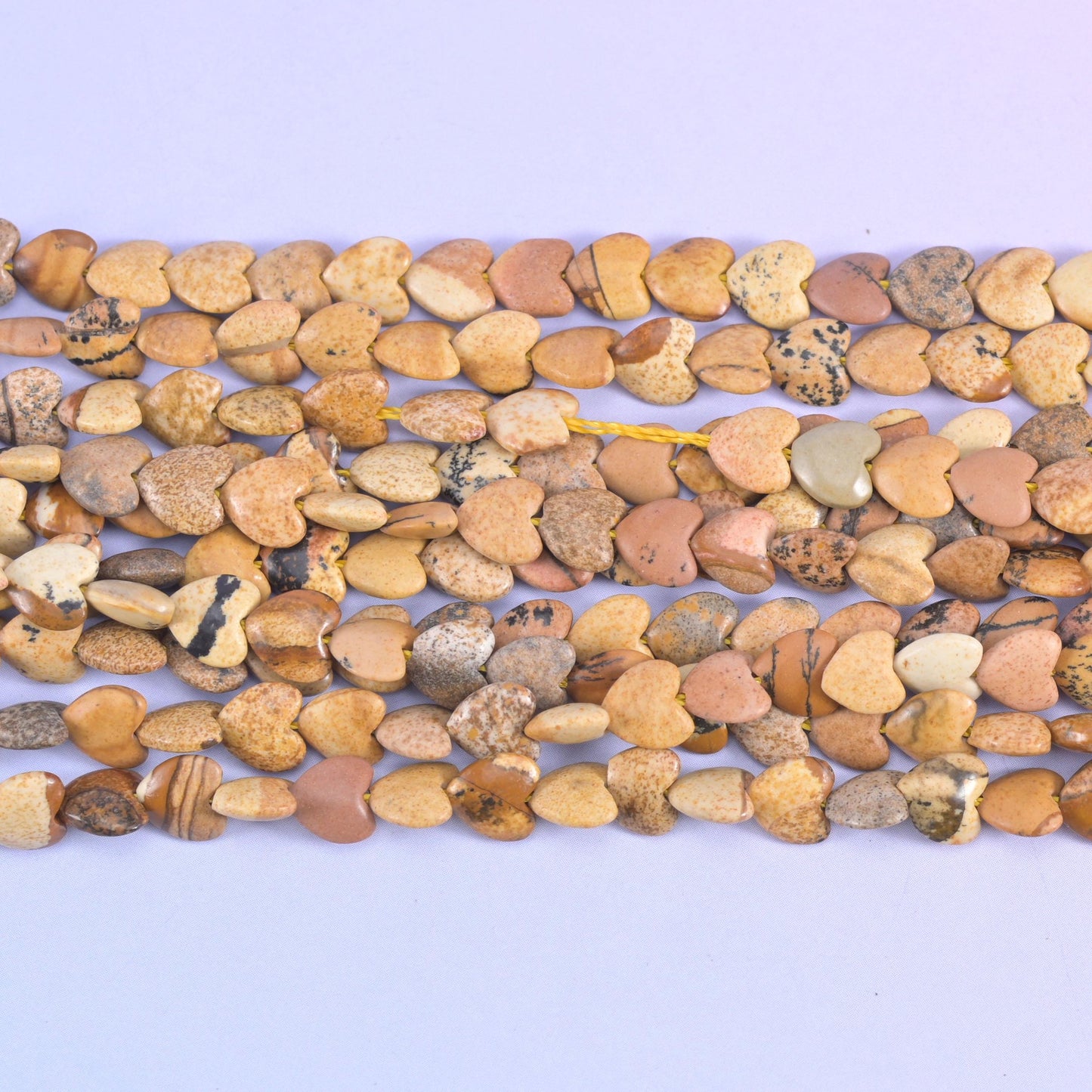 Picture jasper heart beads, 0.8mm drill hole