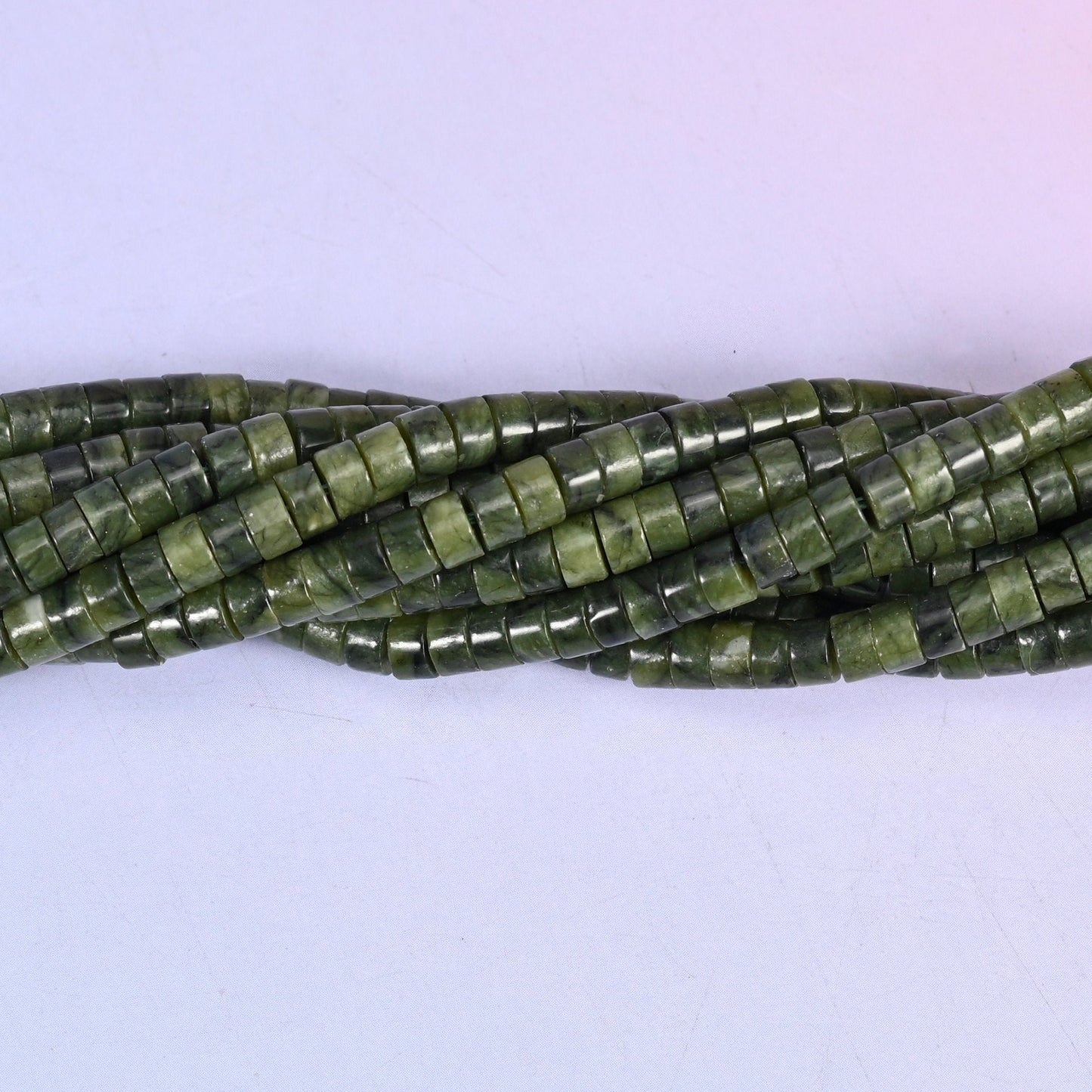 South Jade Smooth Heishi Disc Beads, approximately 180 beads per strand