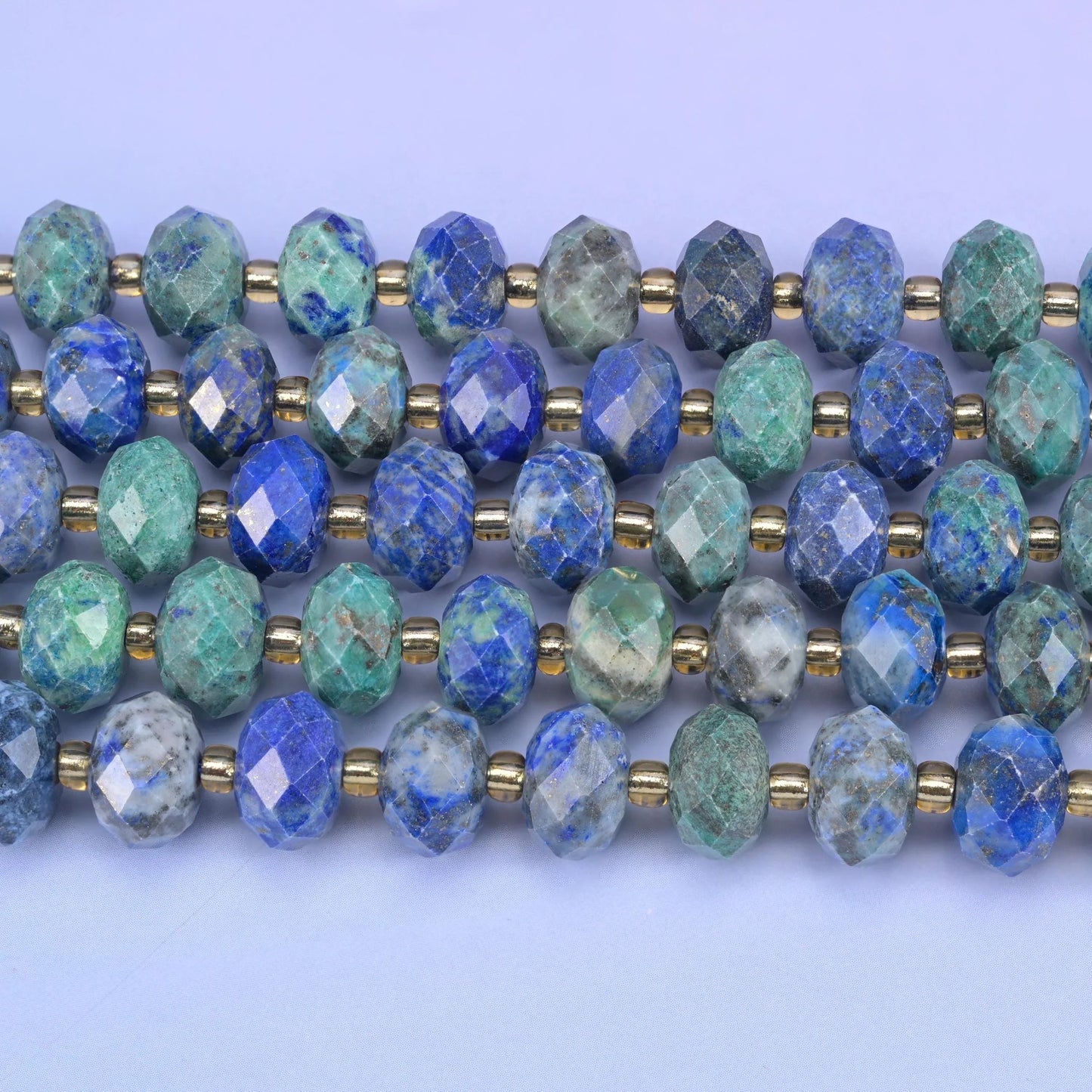 Phoenix Lapis Faceted Rondelle Beads, 15.5 inch strand