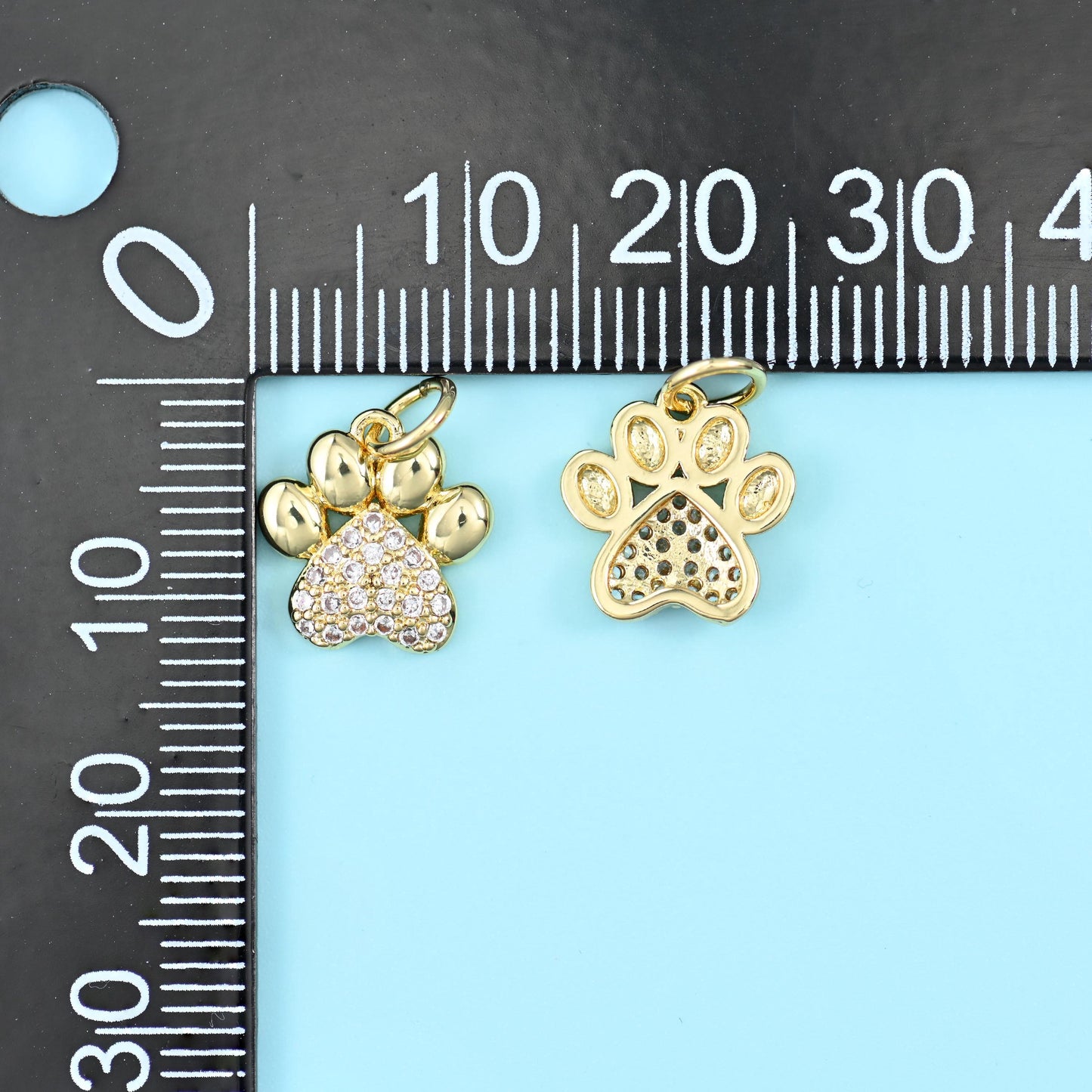 18K Gold Filled Zircon Dog Paw Charms for DIY Jewelry Making Supply