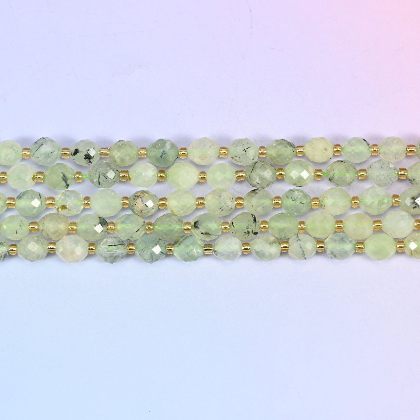 Prehnite Faceted Rice Barrel Beads Size 6x8mm Jewelry Making 15.5 Inch Strand