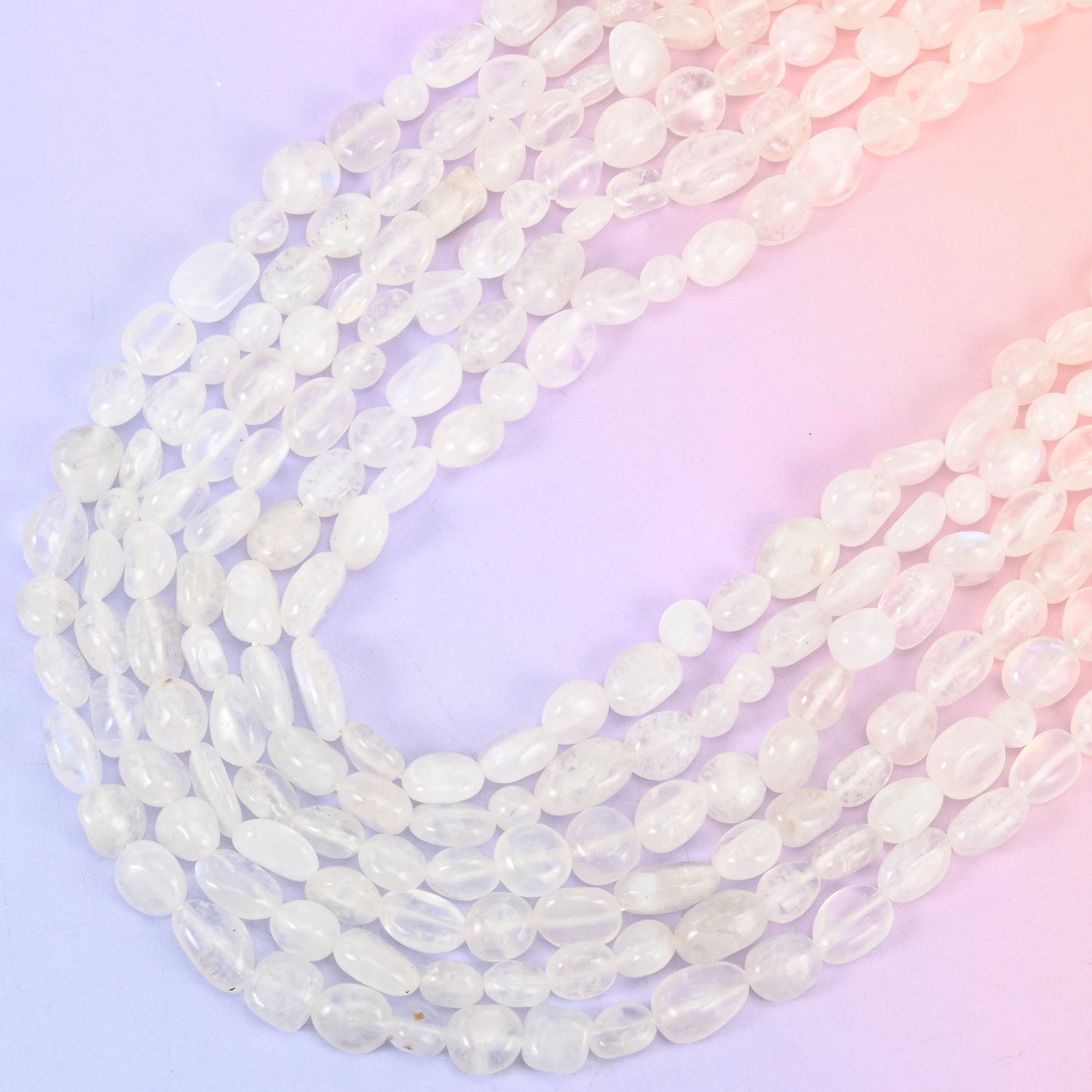 White Moonstone Pebble Nugget Beads 6-8mm 8-12mm Jewelry Making 15.5" Strand